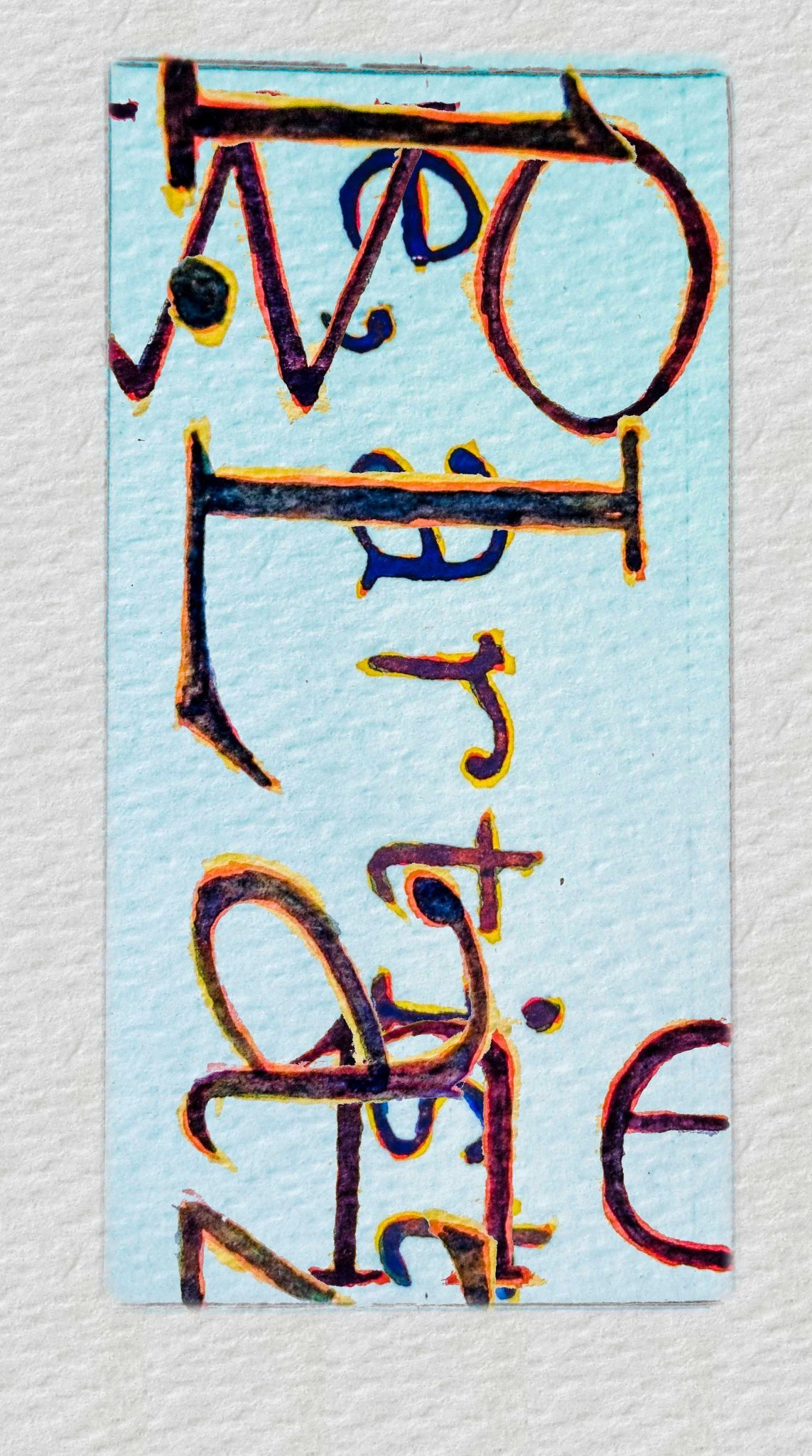 3 layers, watercolour on paper, 2 by 1 proportion, portrait. A painting of parts of 