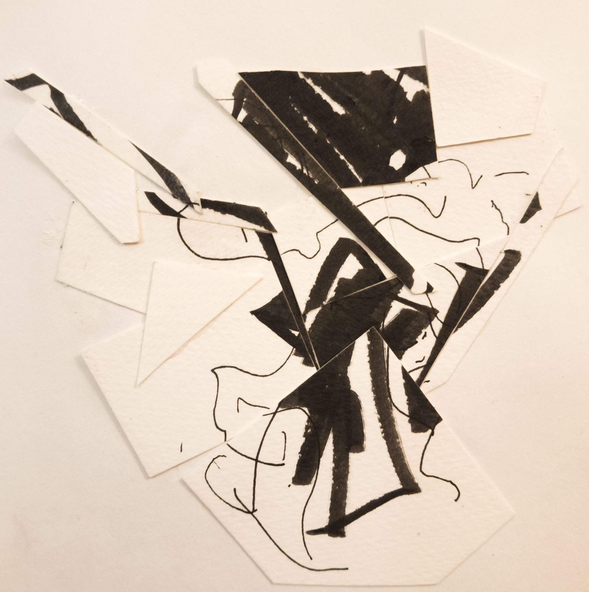 Collaged pen drawing