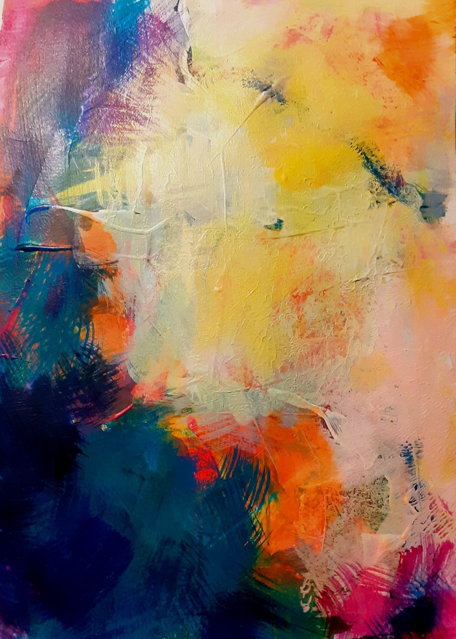 Abstract acrylic painting inbold colours.