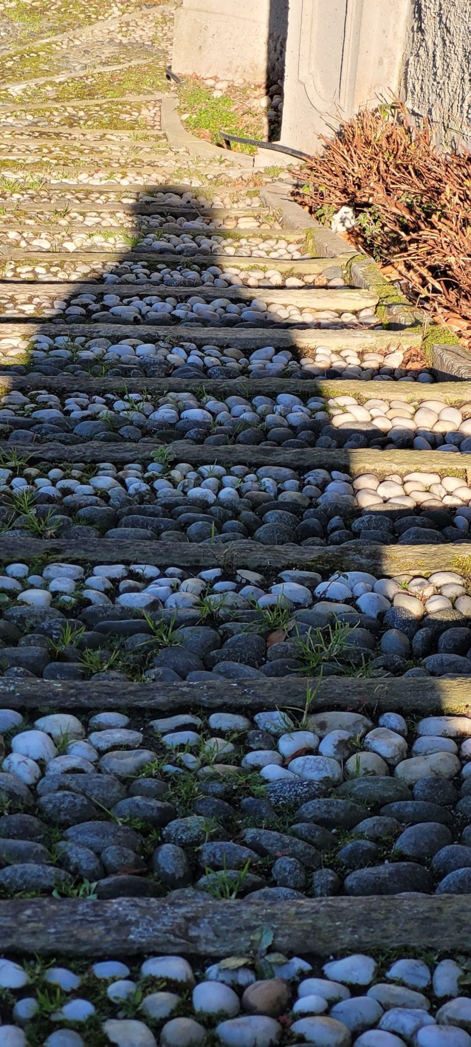 Shadow figure on stones steps