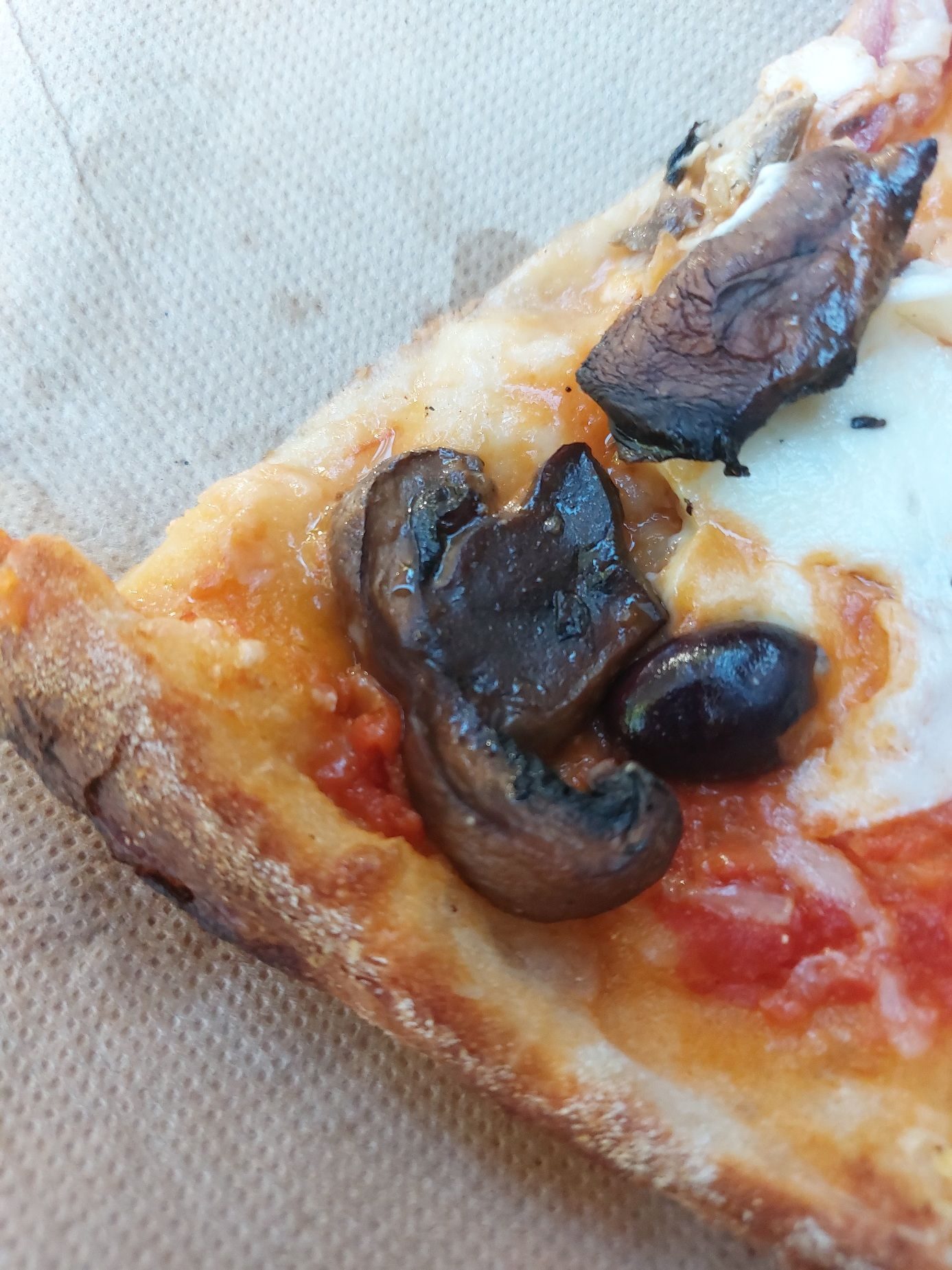Photo of slice of pizza featuring olives