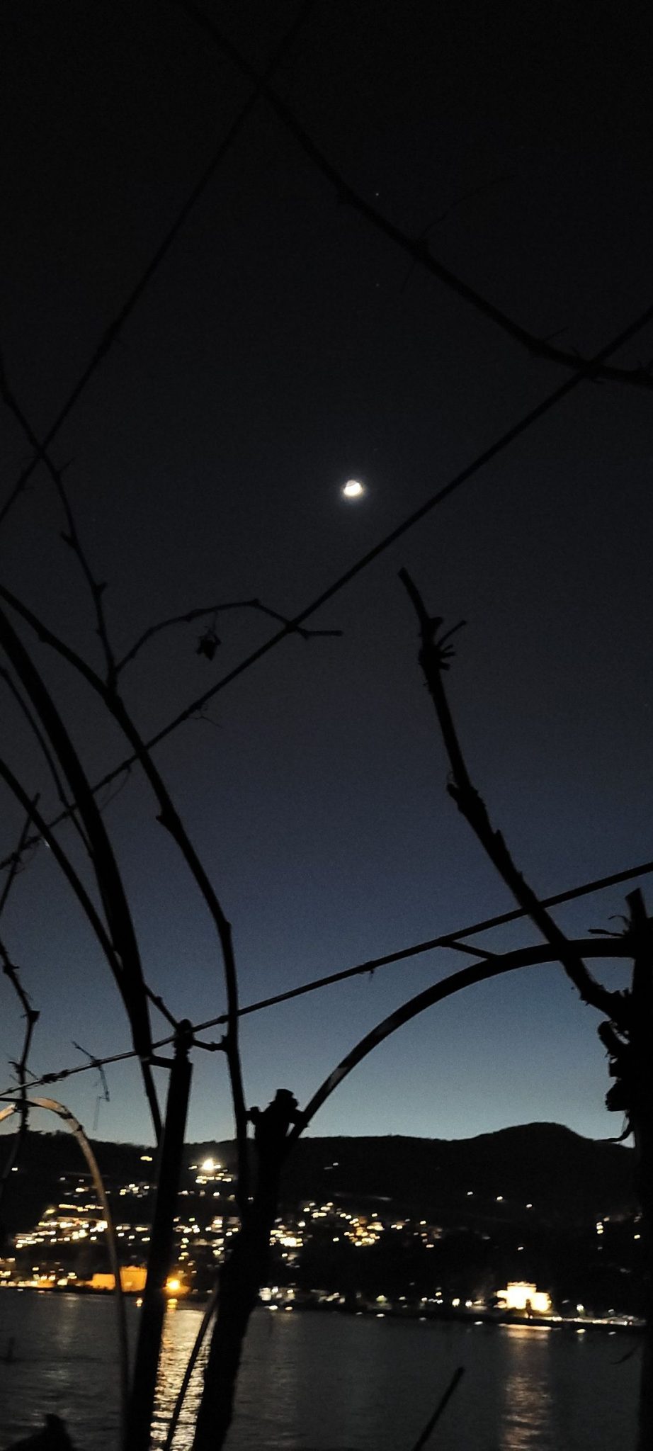 View if night sky and city lights