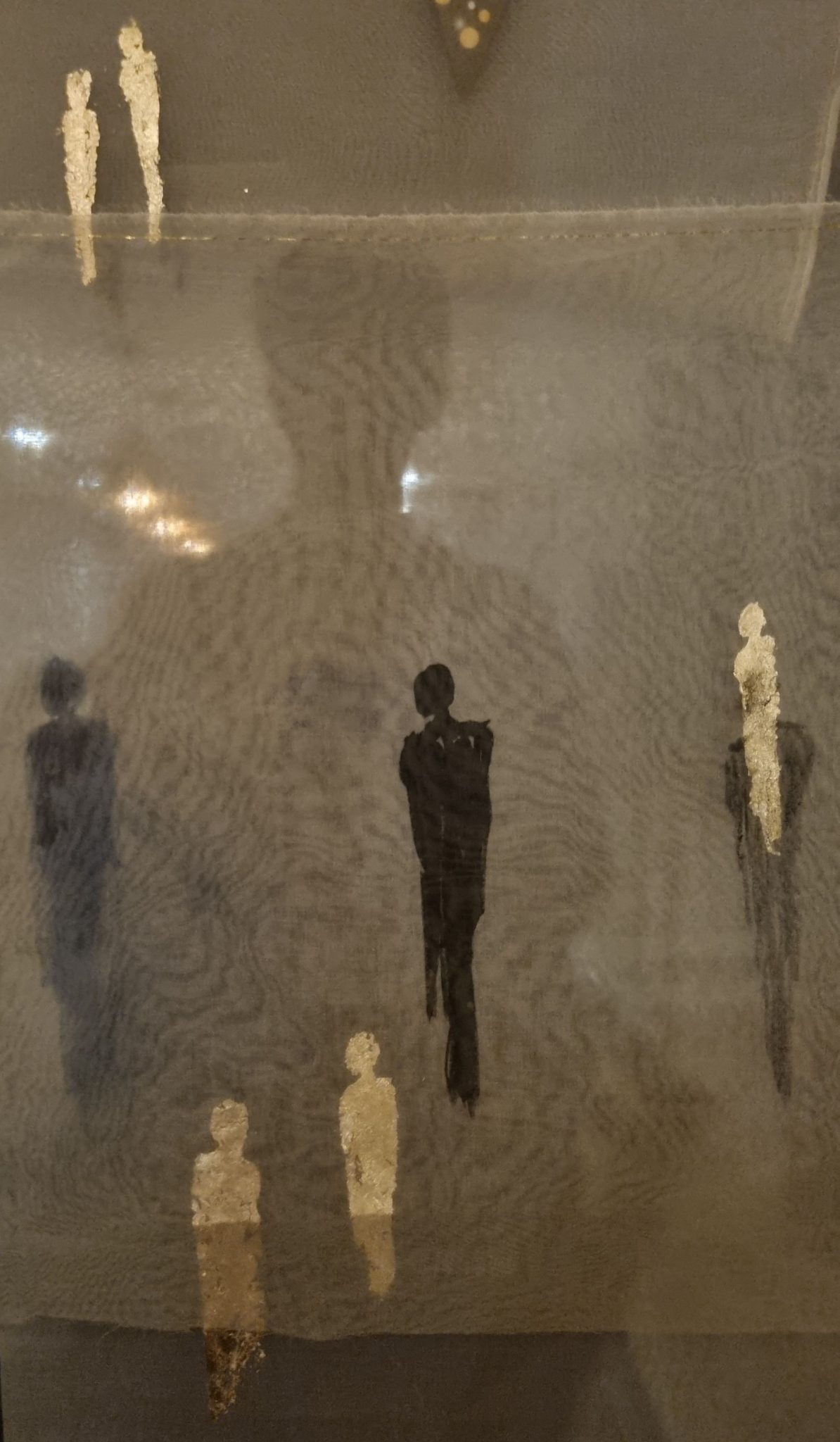 Watercolour, gold leaf and shadow on silk