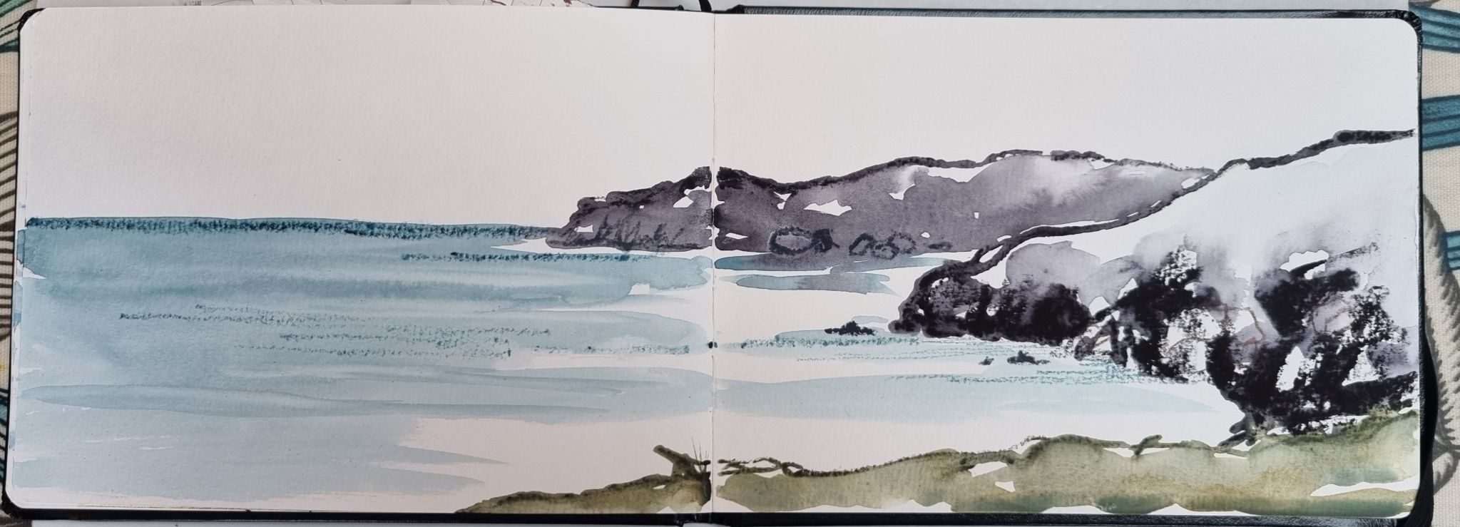 Watercolour and water soluble crayon