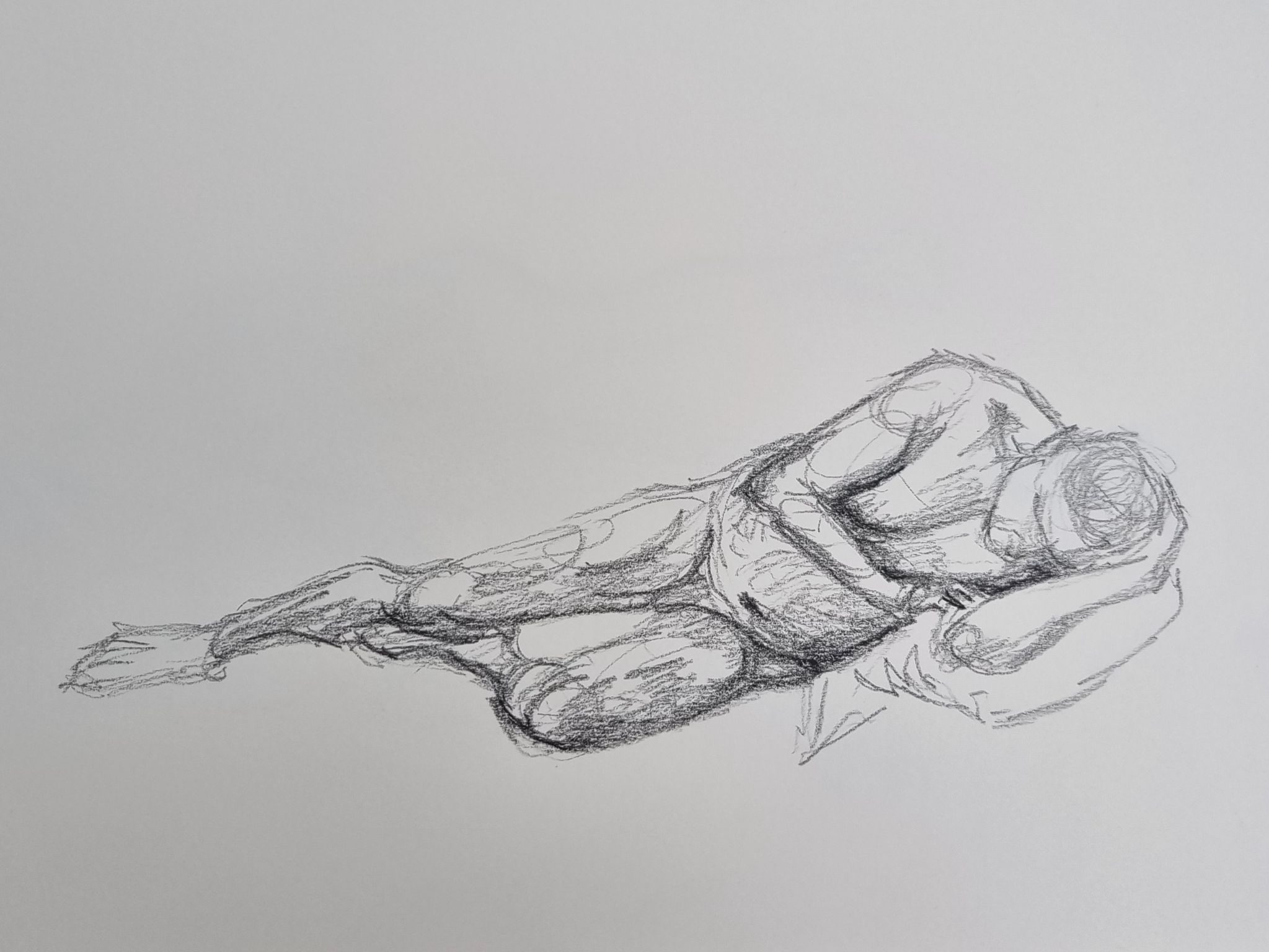 Crayon on paper - reclining man
