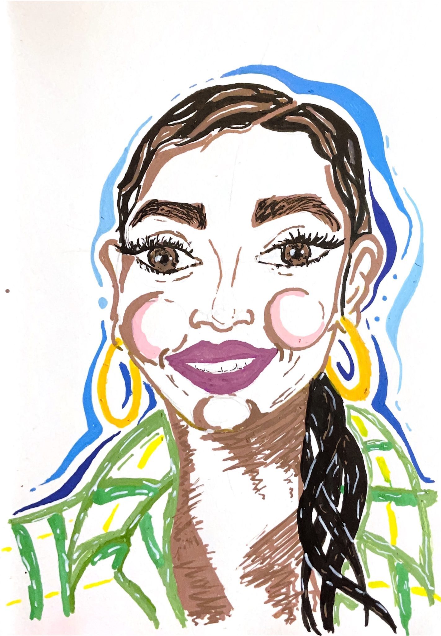 Acrylic pen - black woman smiling