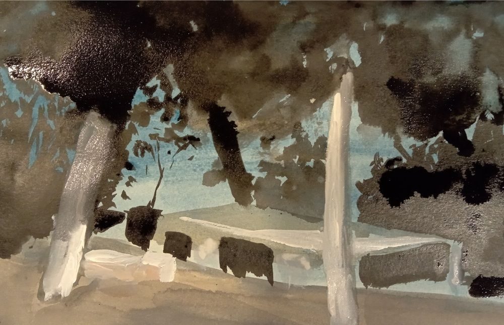 Ink and gouache on A4 toned paper