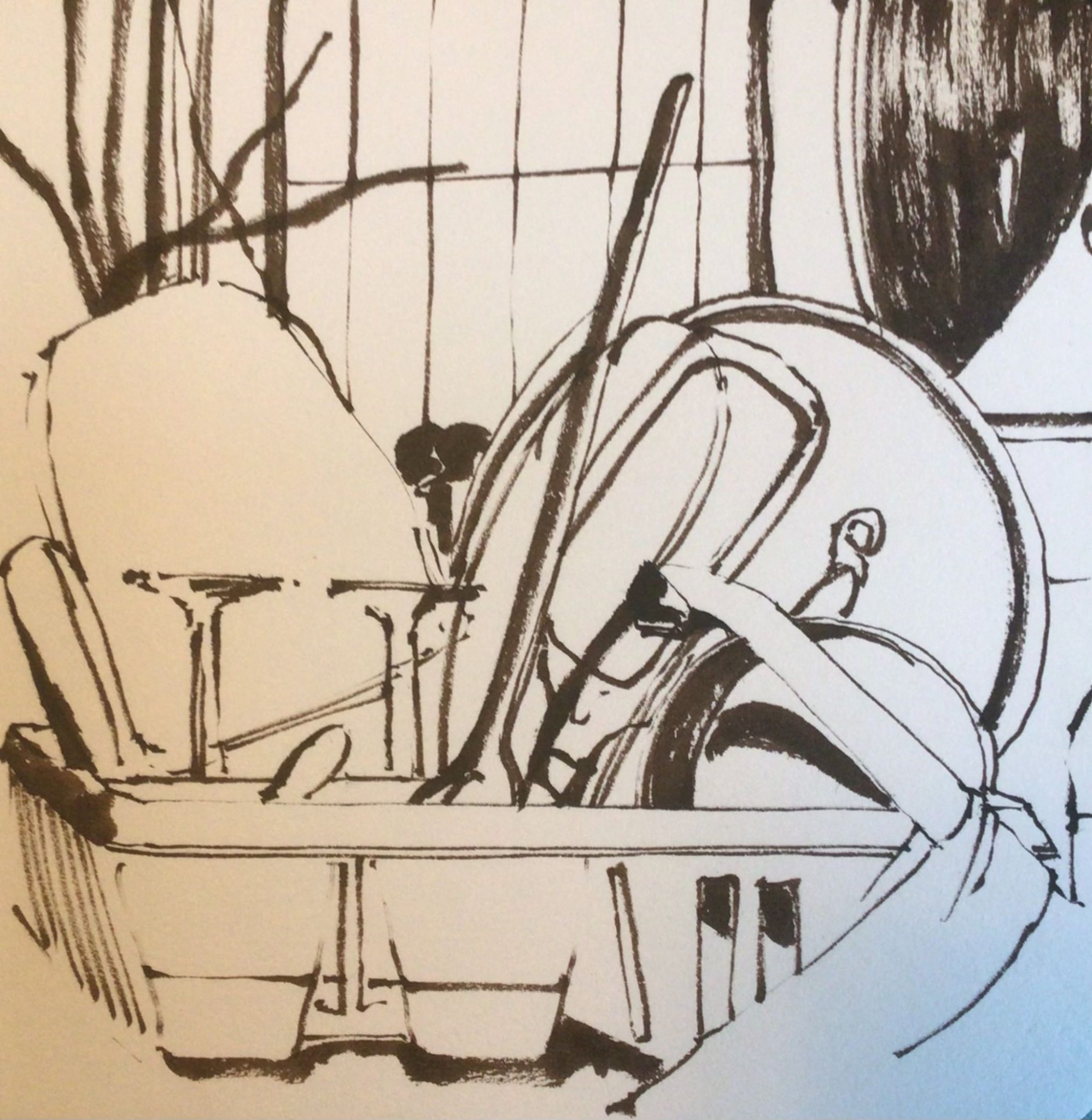 A drawing of the dishes the other morning