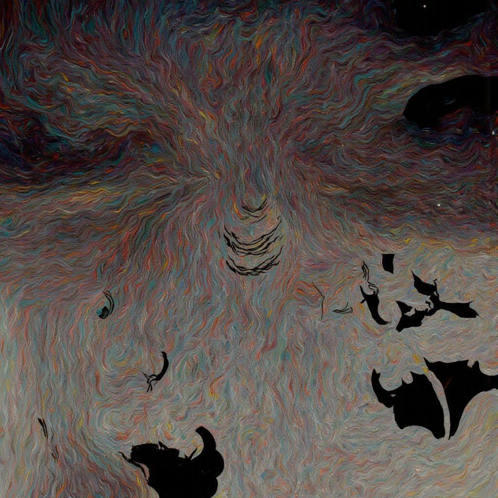 Abstract line drawing with many colours