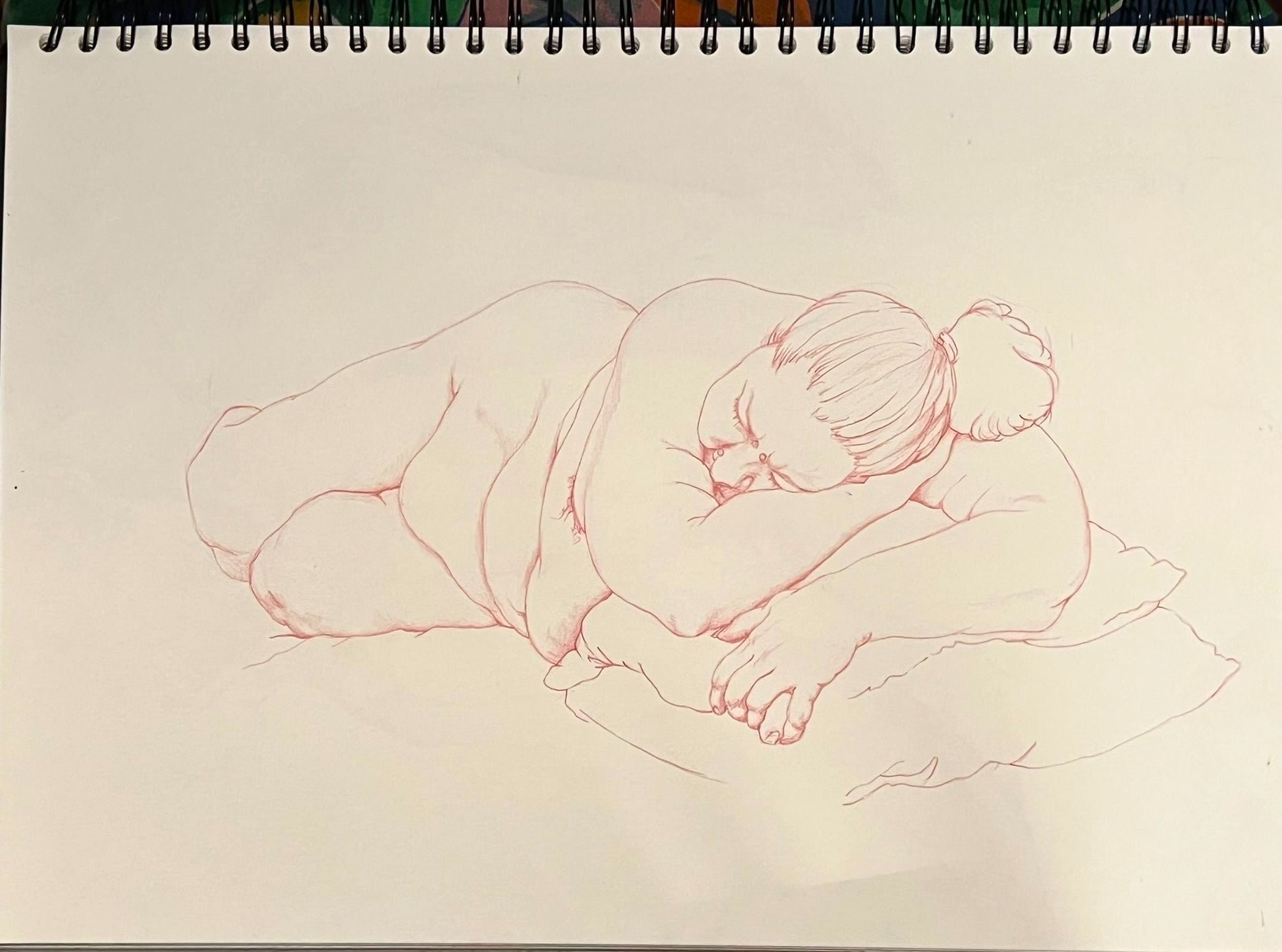 Coloured pencil drawing of female nude