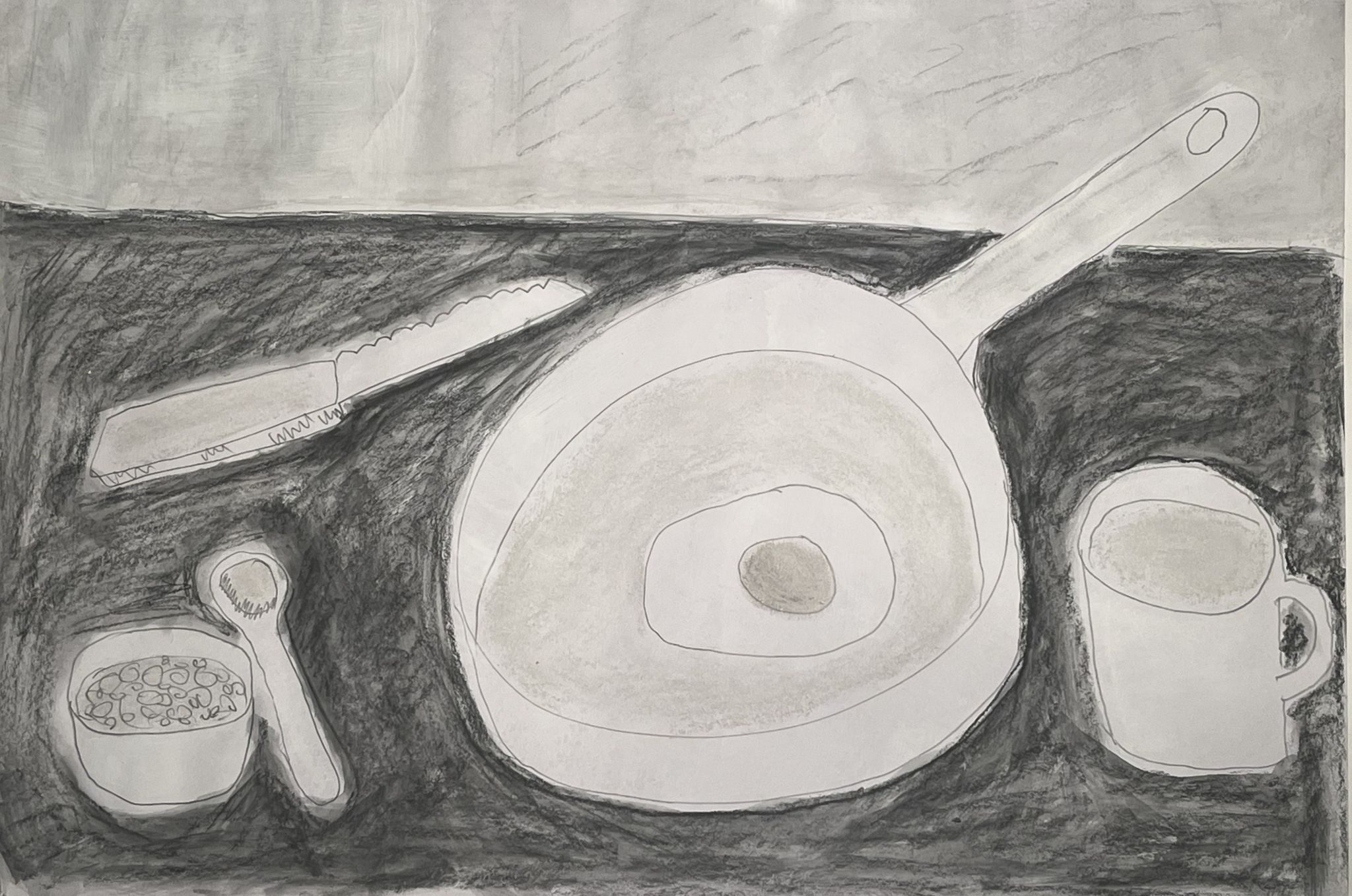 monochrome drawing and wash.