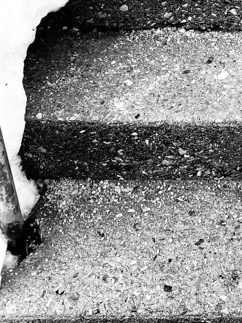 Close up of rock salt on stairs