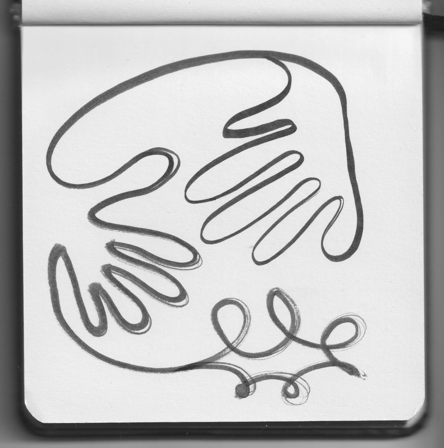 Black and white scan of a single stroke ink drawing.