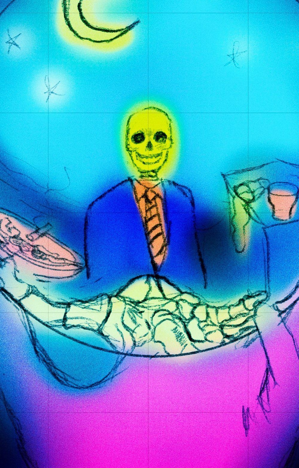 A skeleton holding an orb