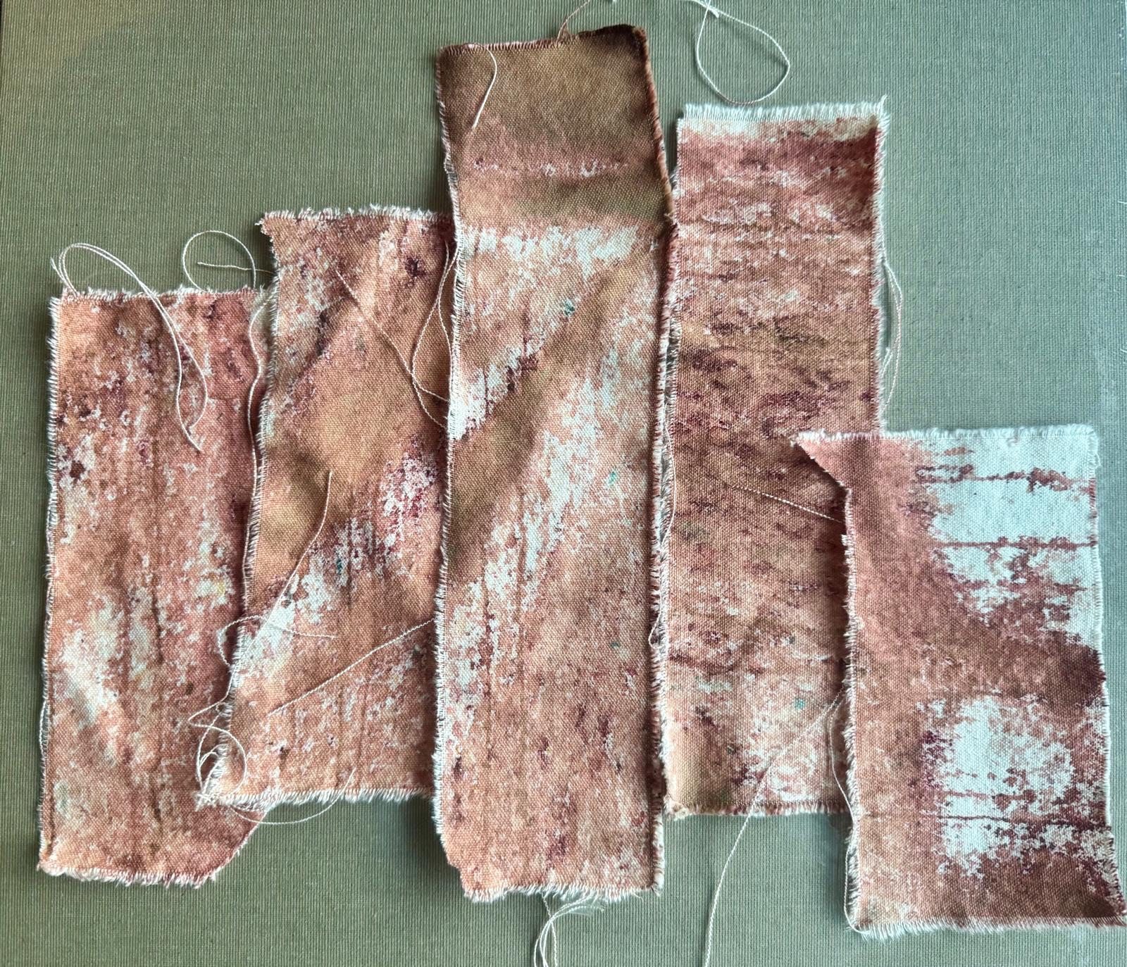 Brown study on canvas, ripped up into rectangles