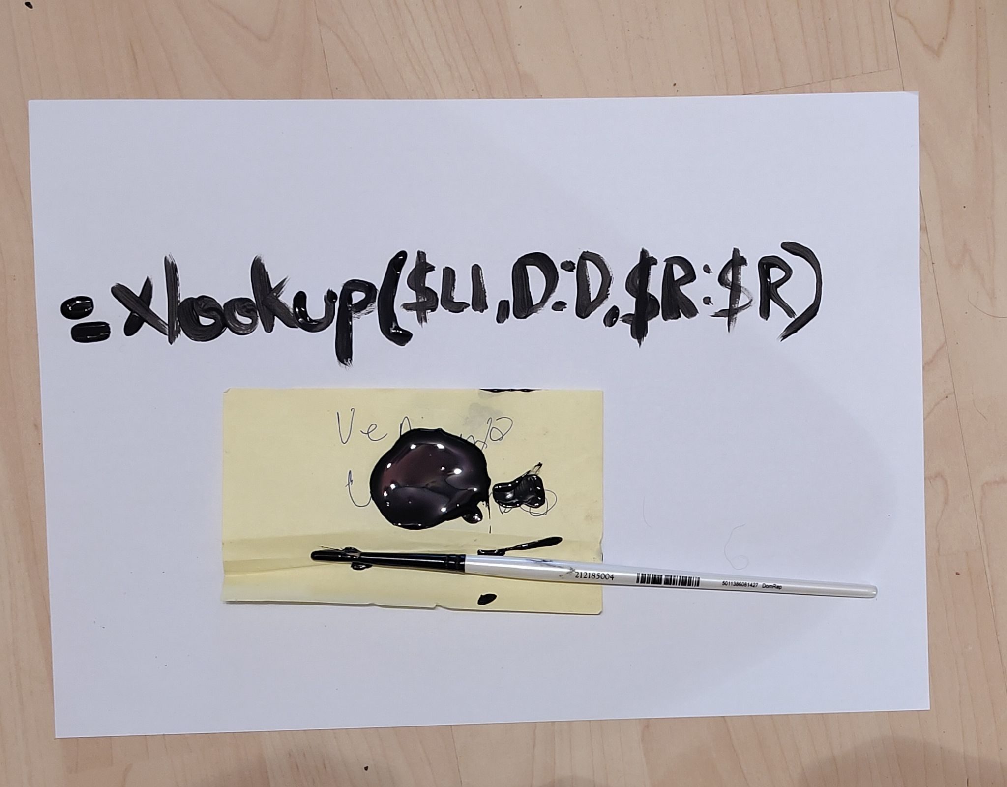 An image of a crude painting showing a spreadsheet formula