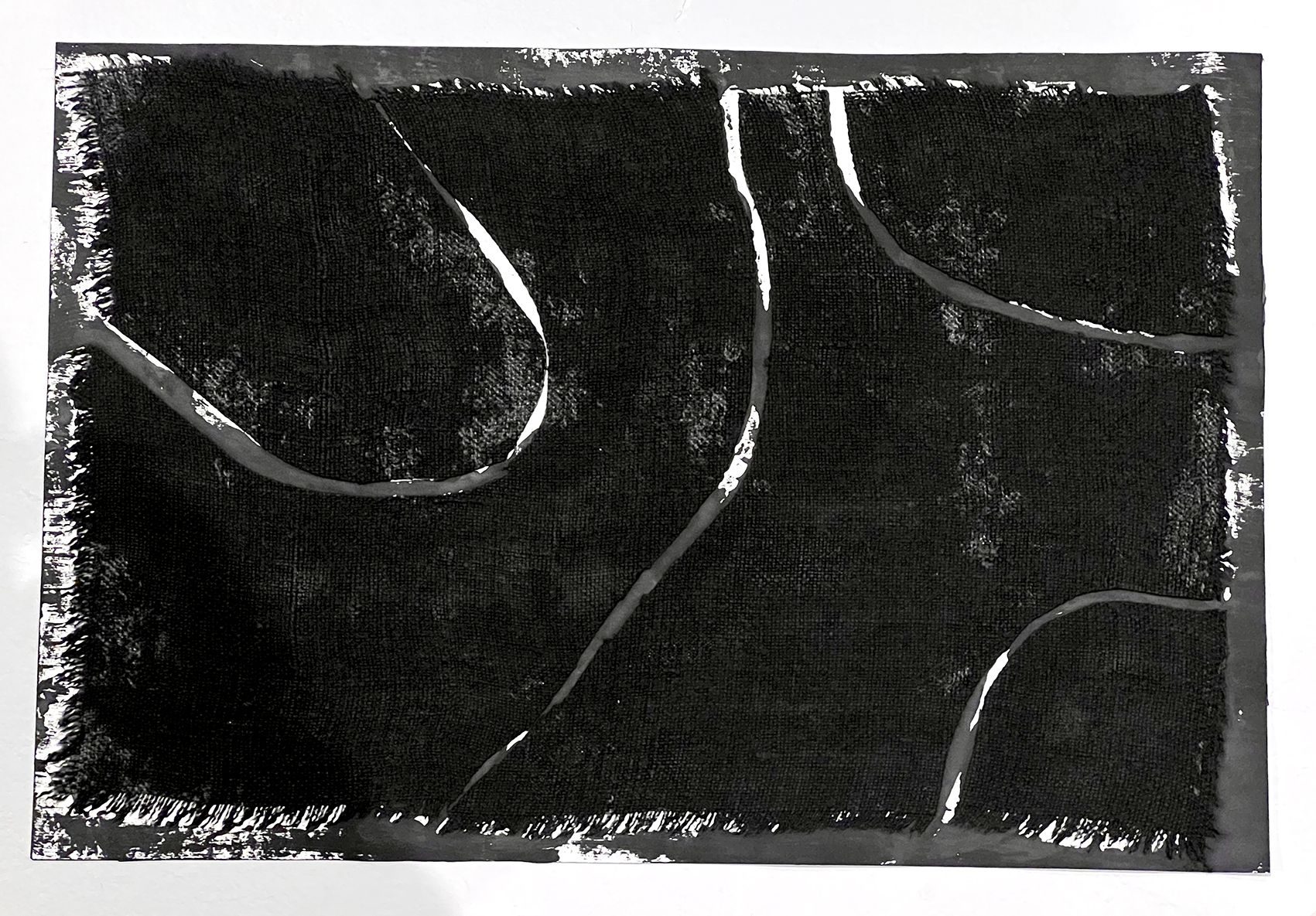 linen cutouts on paper with acrylic paint