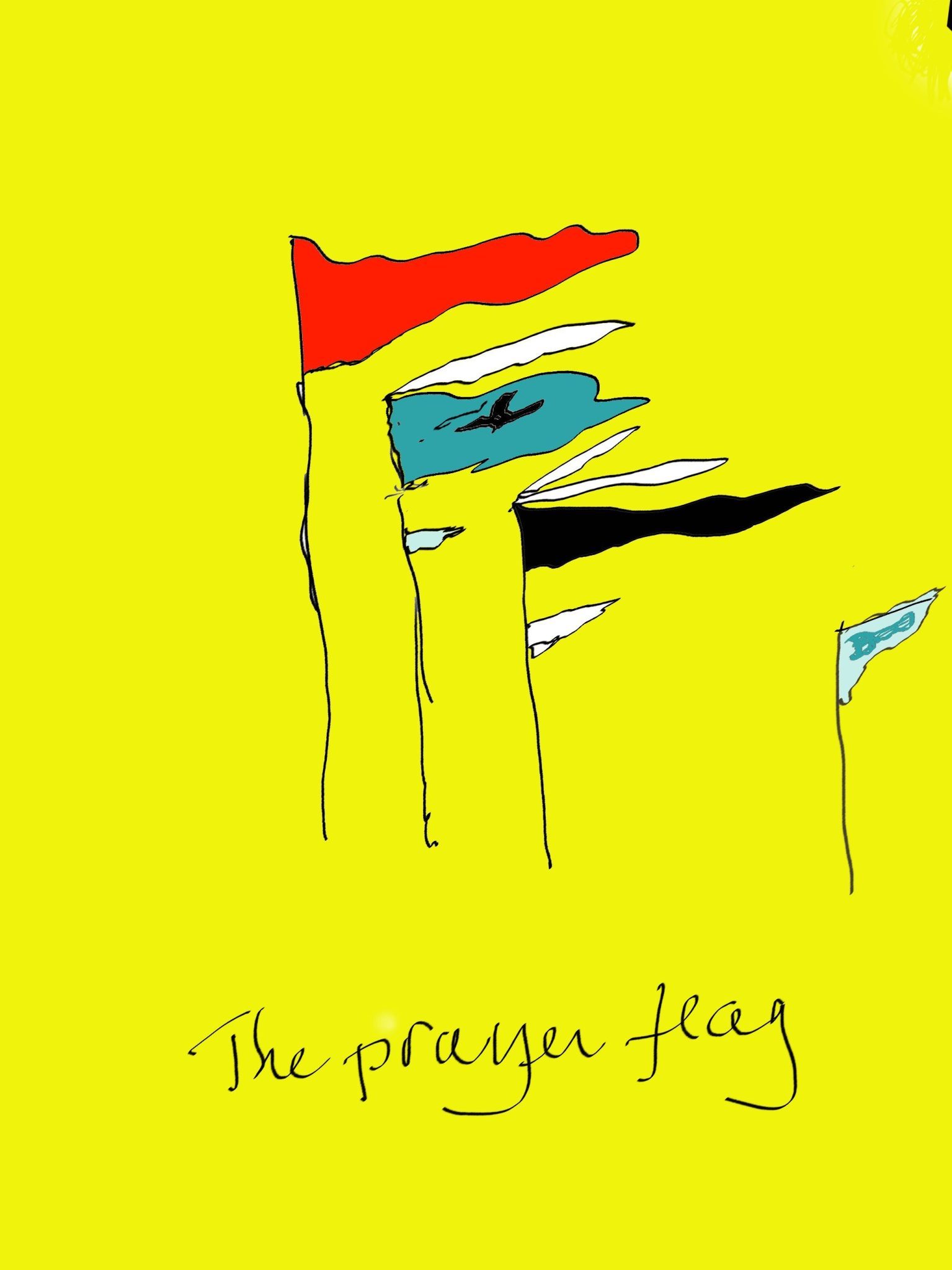 ipad drawing of Buryat prayer flags