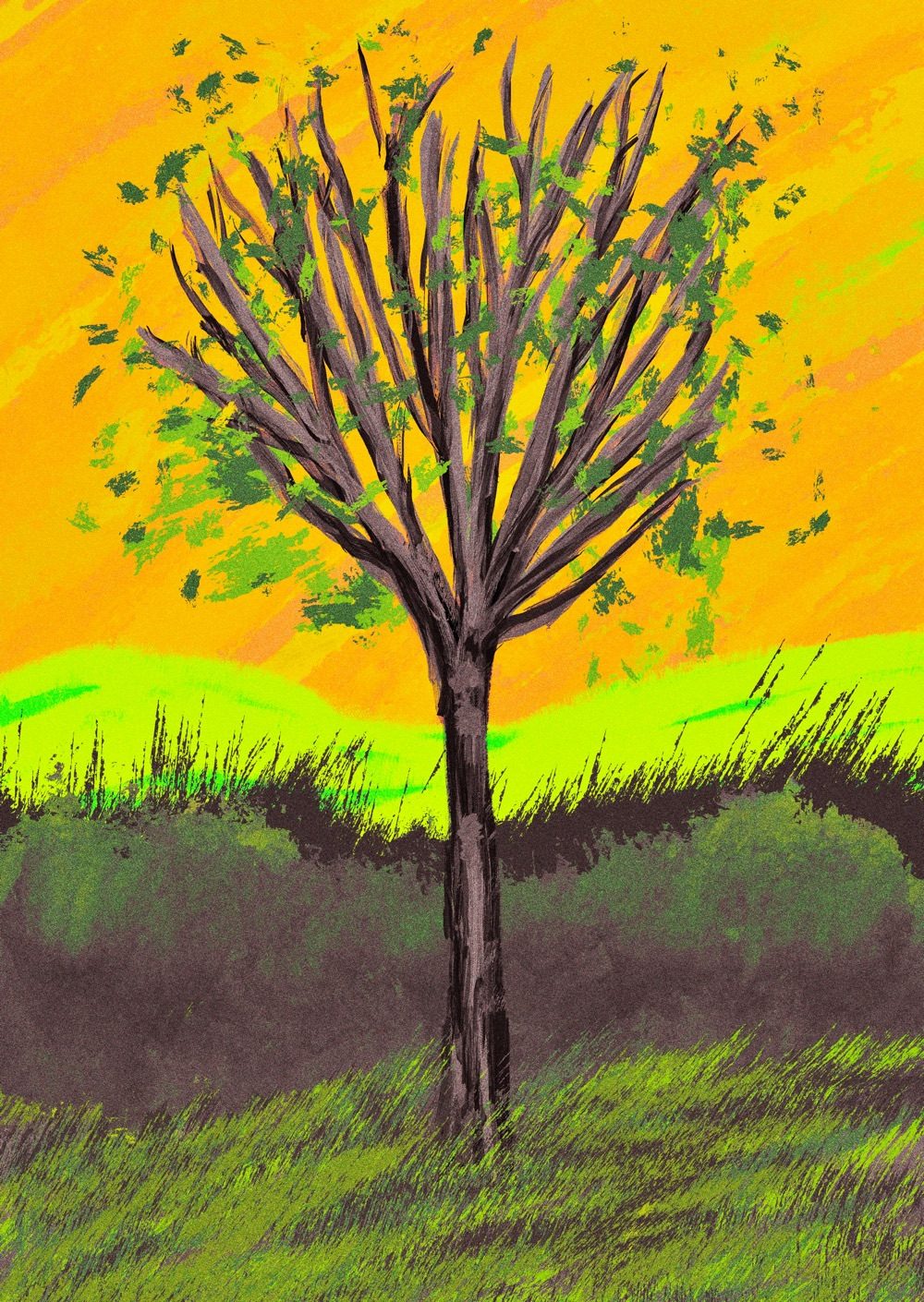 A digitally painted tree