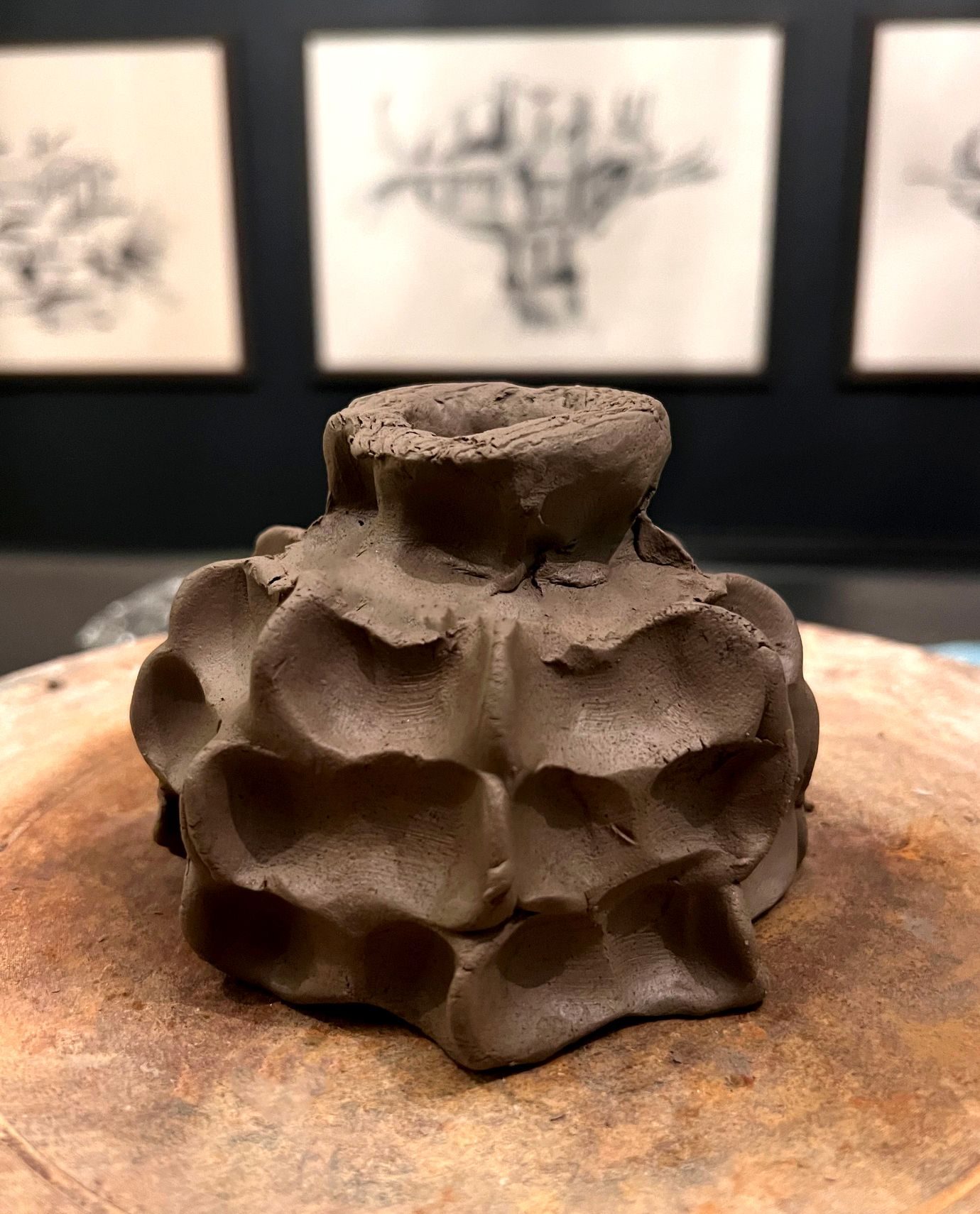 hand pinched clay seed pod