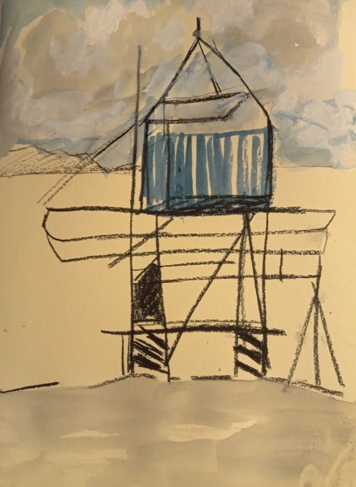 Ink, Gouache and pastels on tinted A4 paper