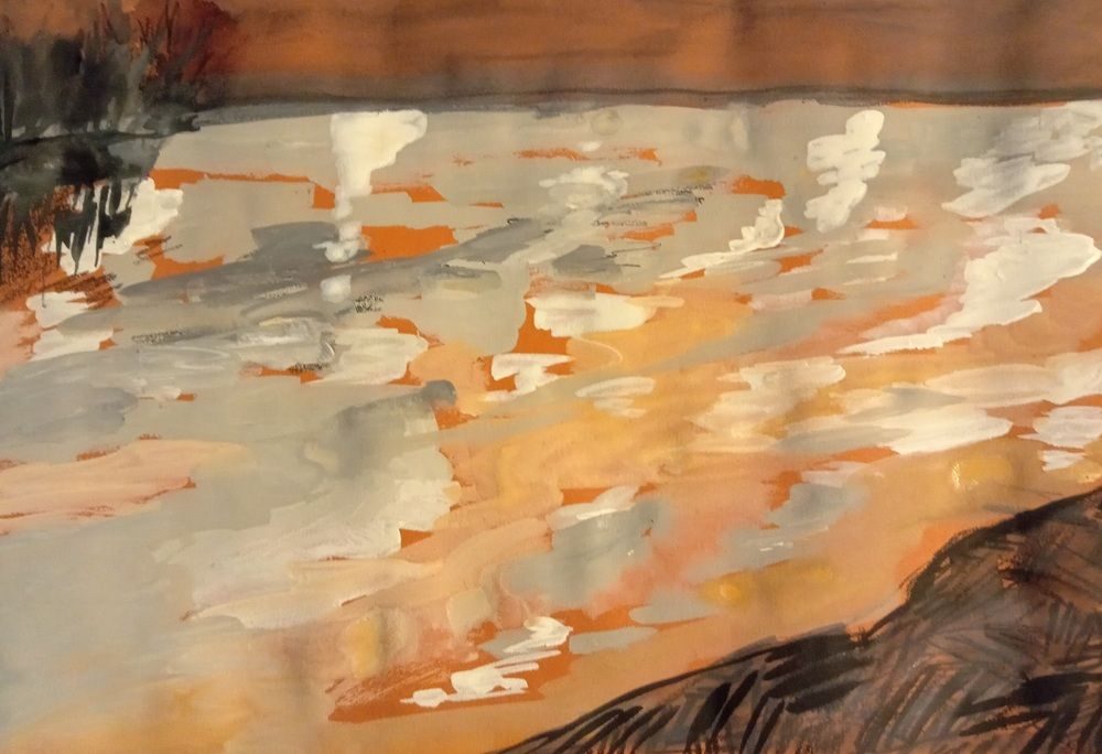 Ink, Gouache and pastels on tinted A4 paper