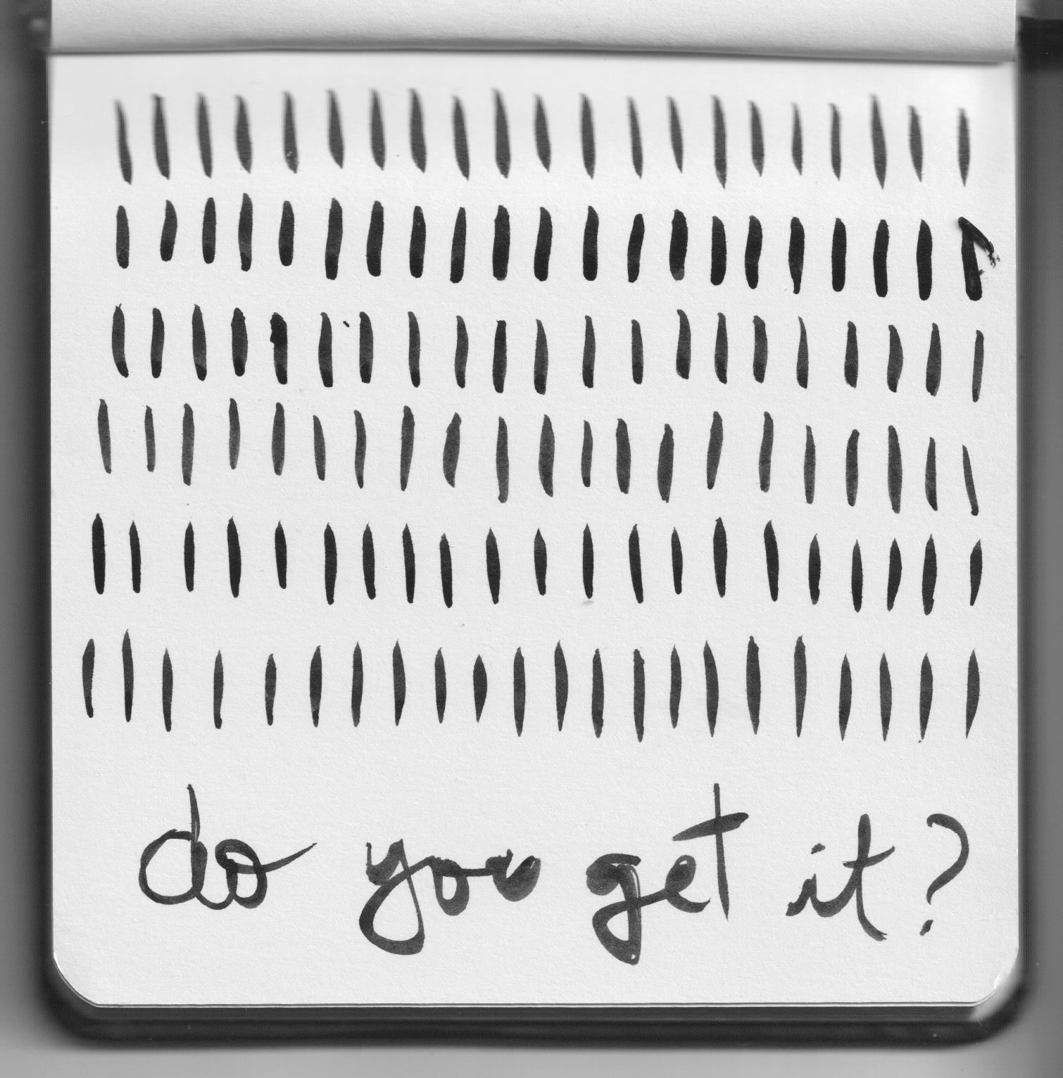 B&W scan of an ink drawing in sketchbook