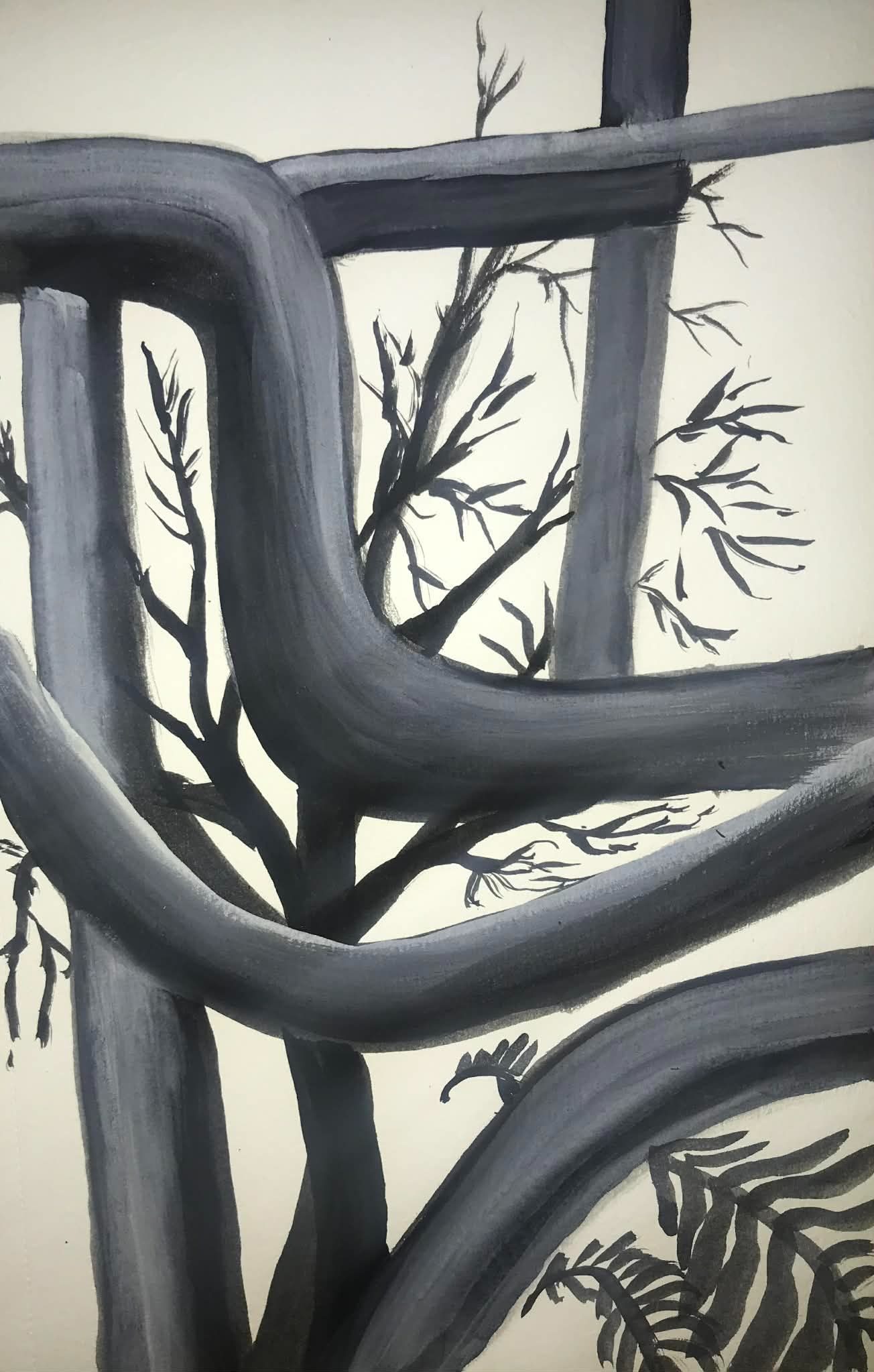 abstract painting in black and white