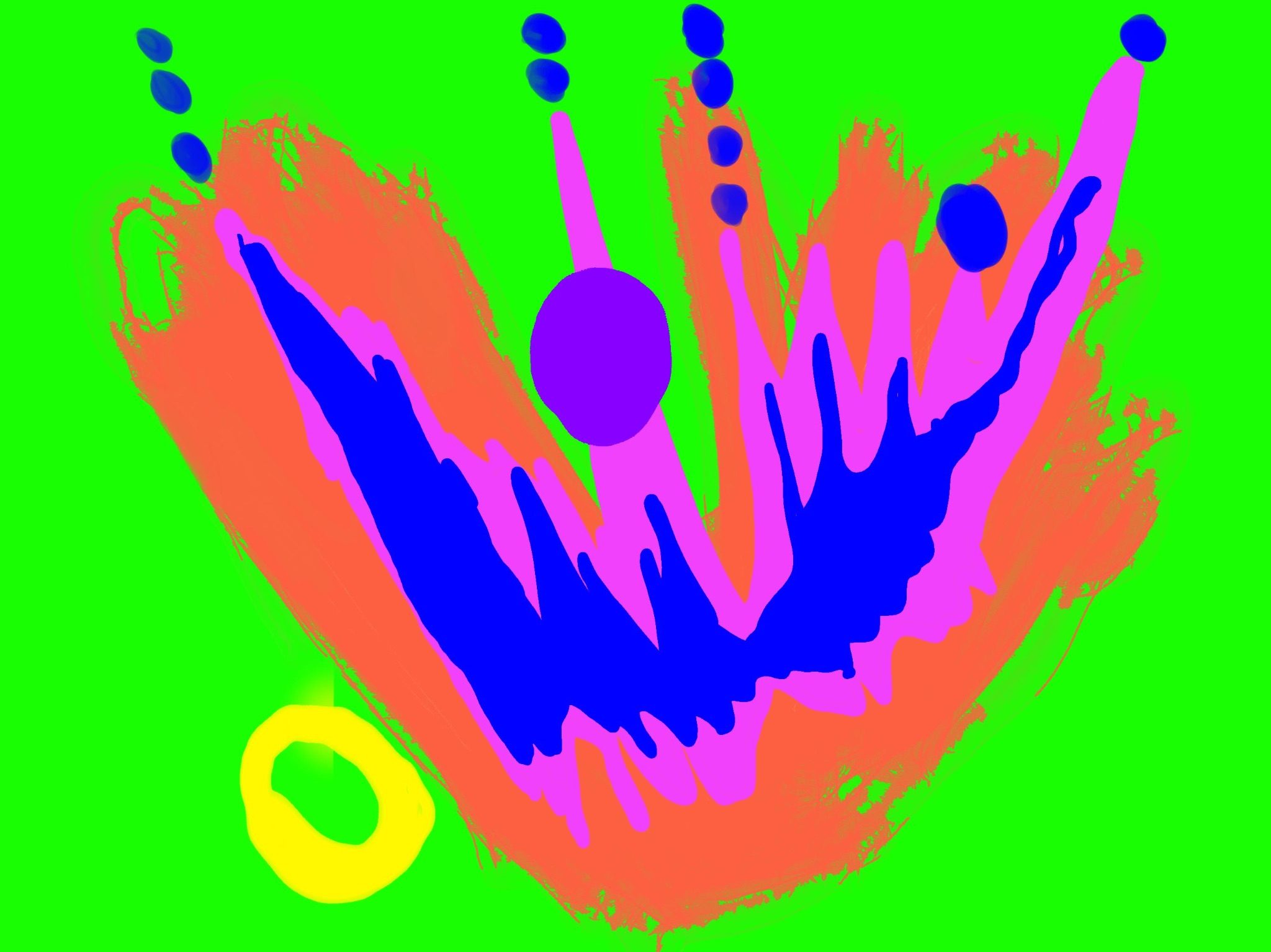 iPad drawing contrasting vivid colours green/orange/magenta/blue/yellow