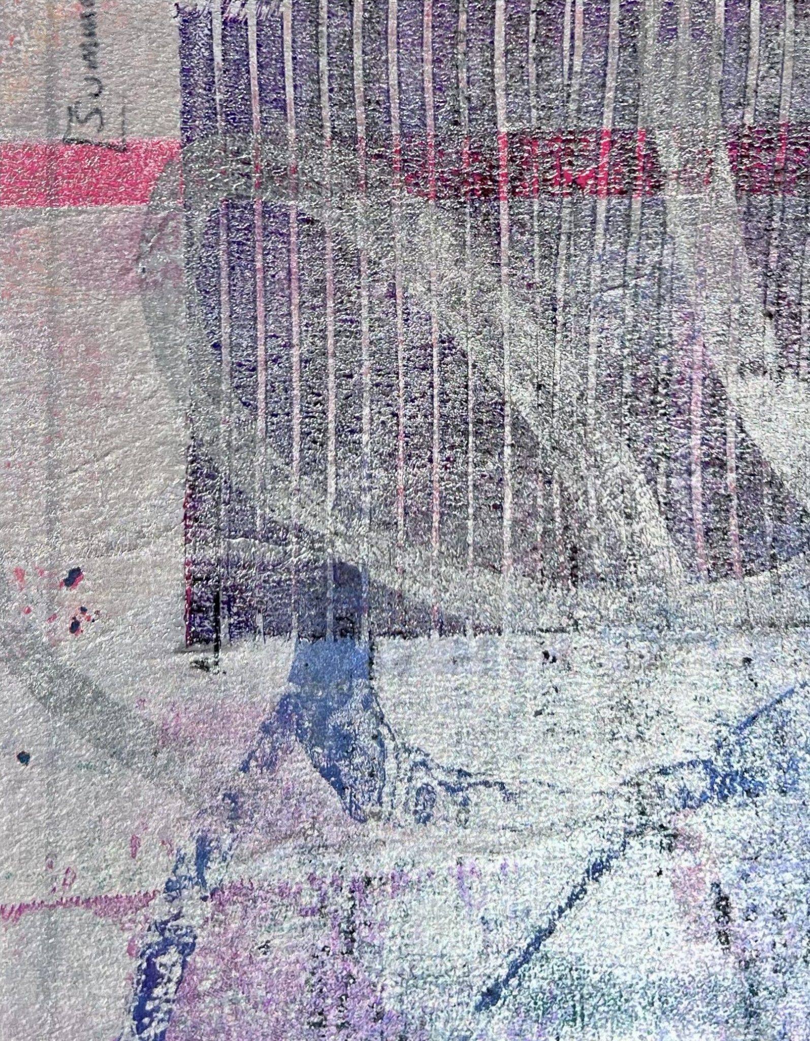 Silver and blue, monotype collage created with documents from the Freedom Summer Archives