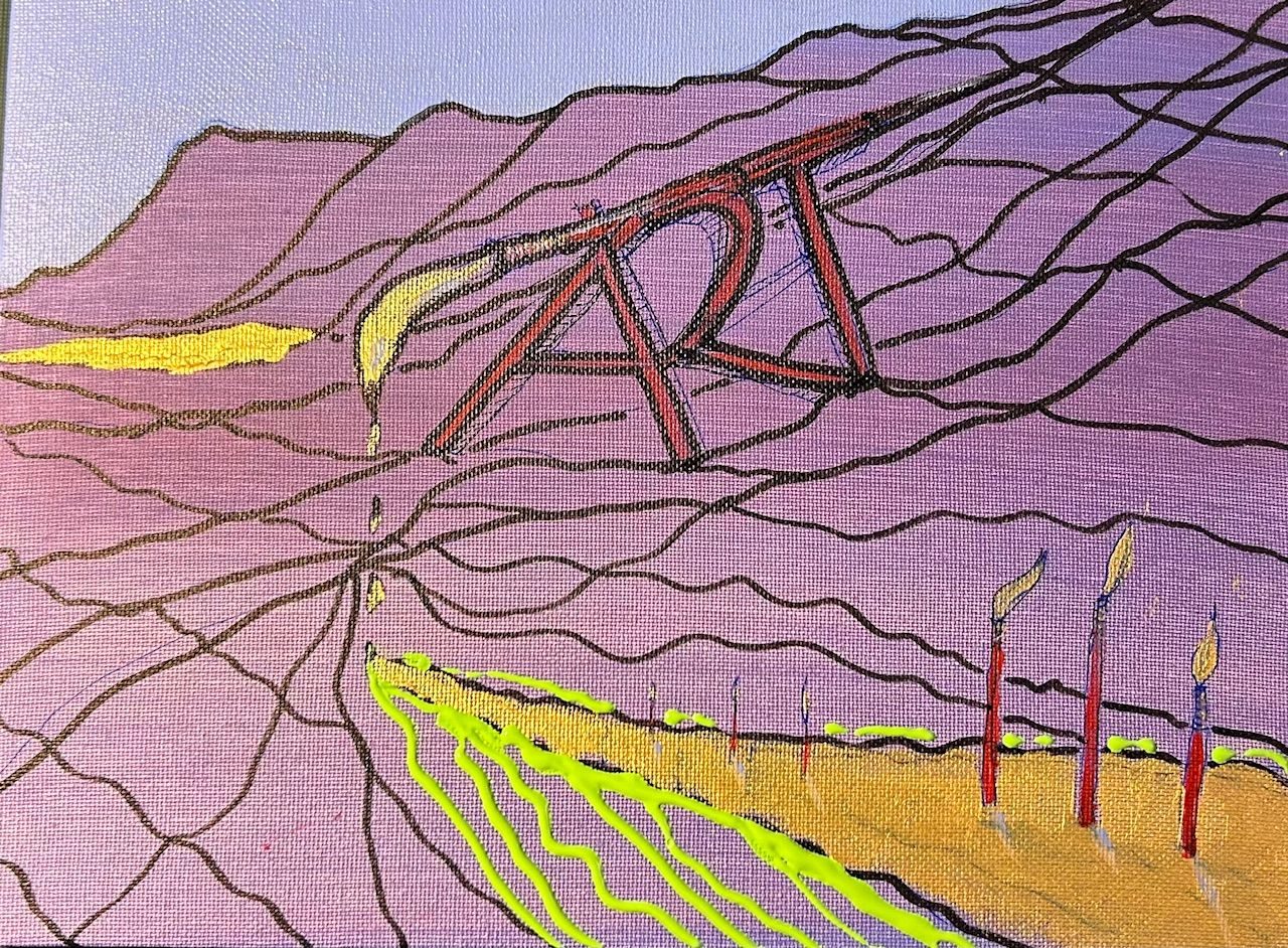 Depicting large paintbrush inspiring others to grow. Acrylic size 23x30cms