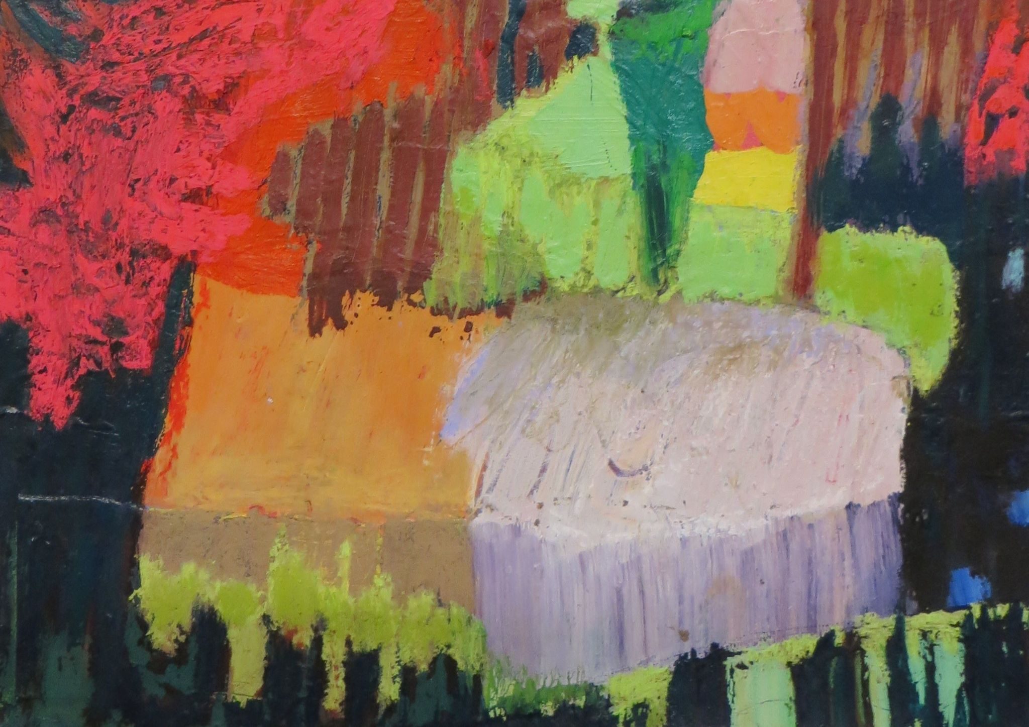 Ink, acrylic on paper - mark making, shapes and colour