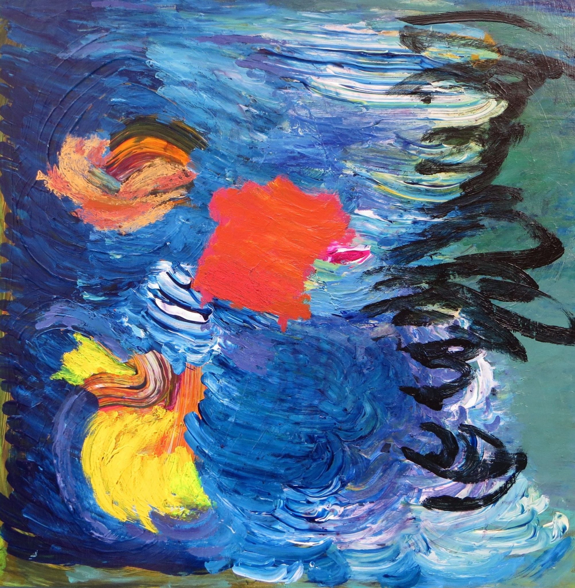 Oil, oil stick on wooden panel