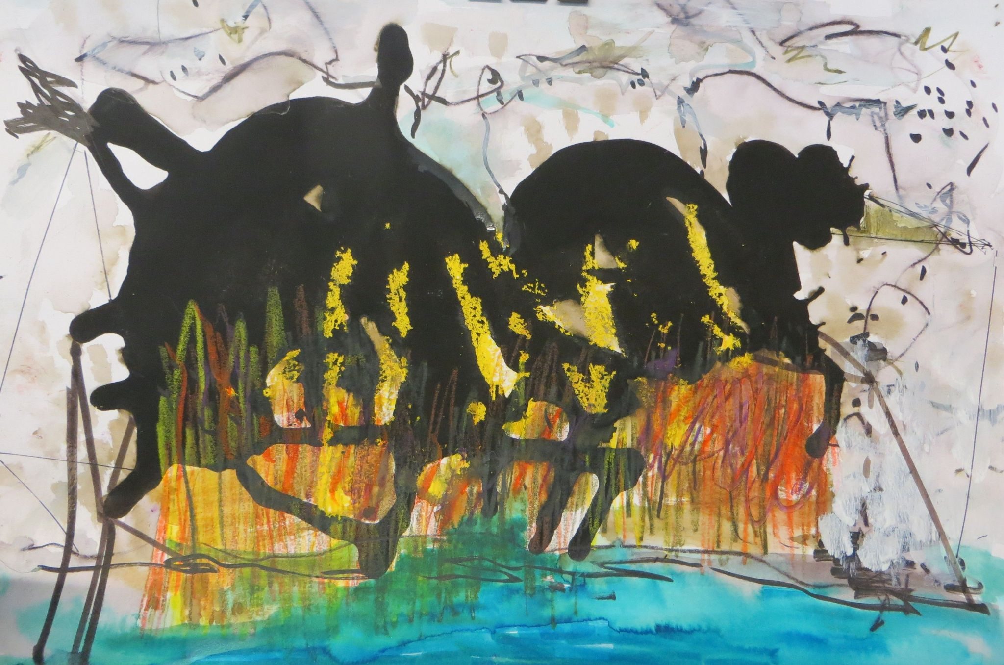 Ink, acrylic, colour pencil on paper