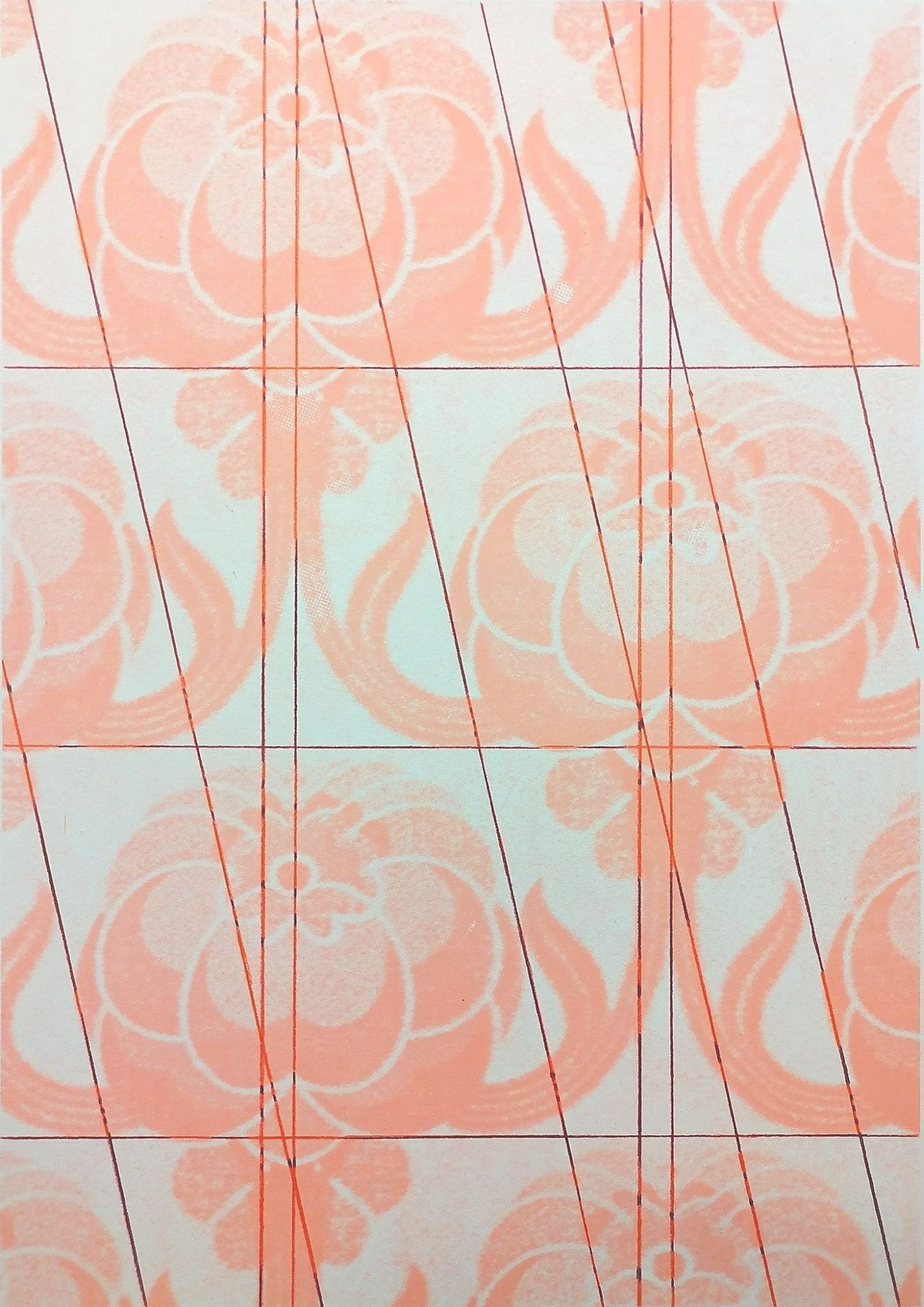 Colour pencil on acrylic screen print on paper