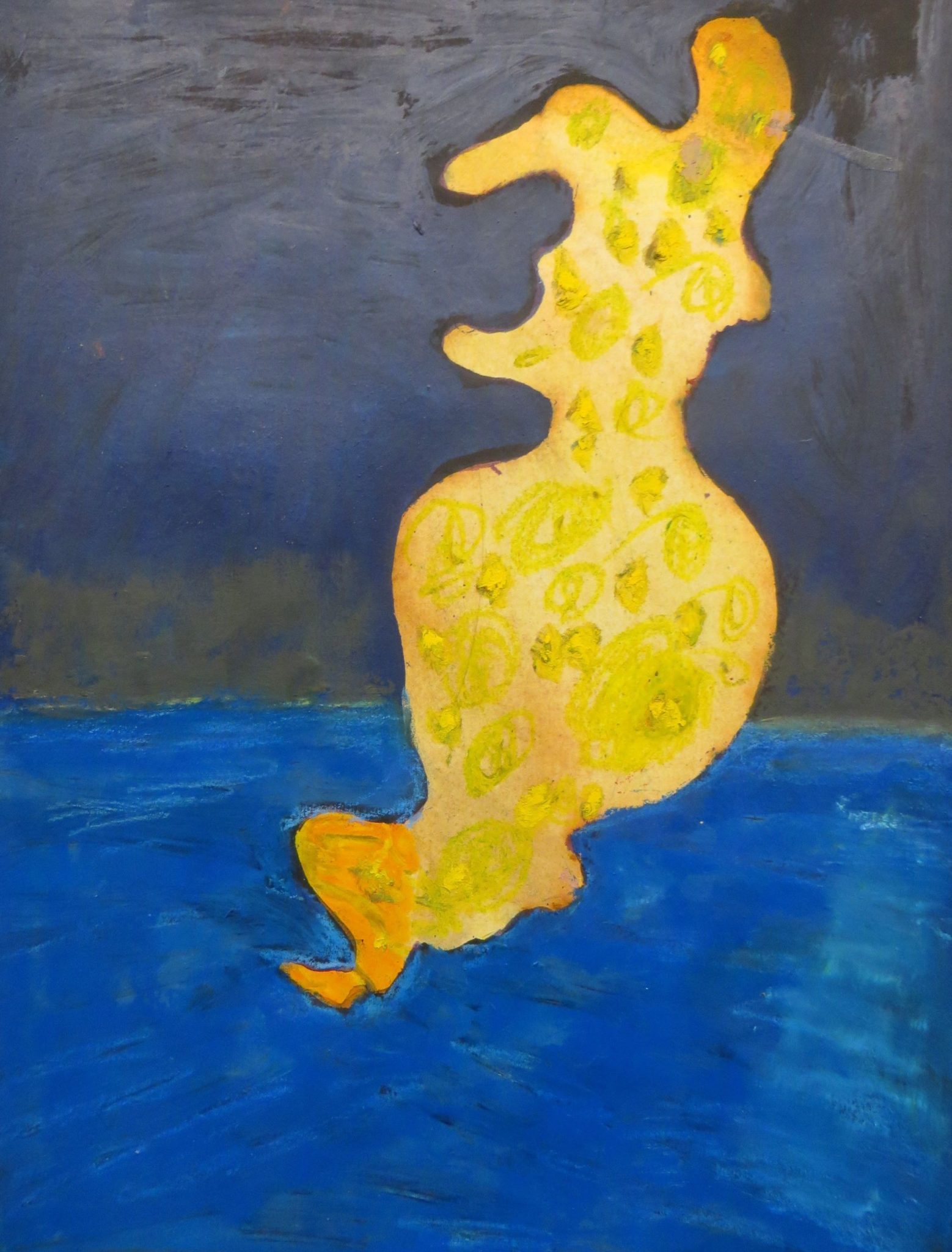 Ink, acrylic, oil pastel on paper