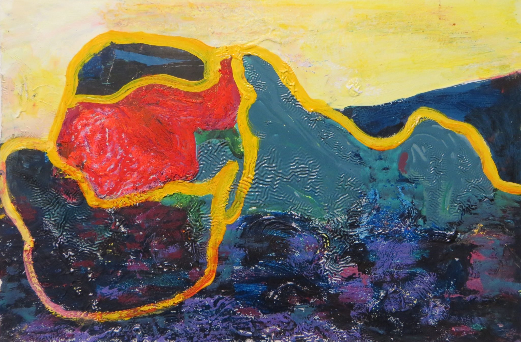 Household paint, oil, oil stick on paper