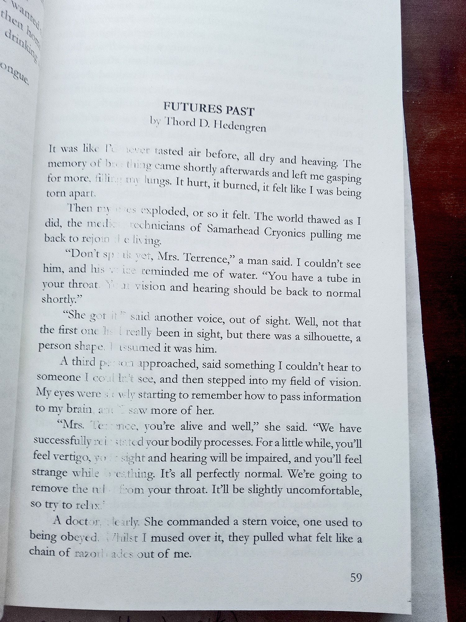 Damaged printing in a book of stories titled Haunted Futures bought on Amazon.