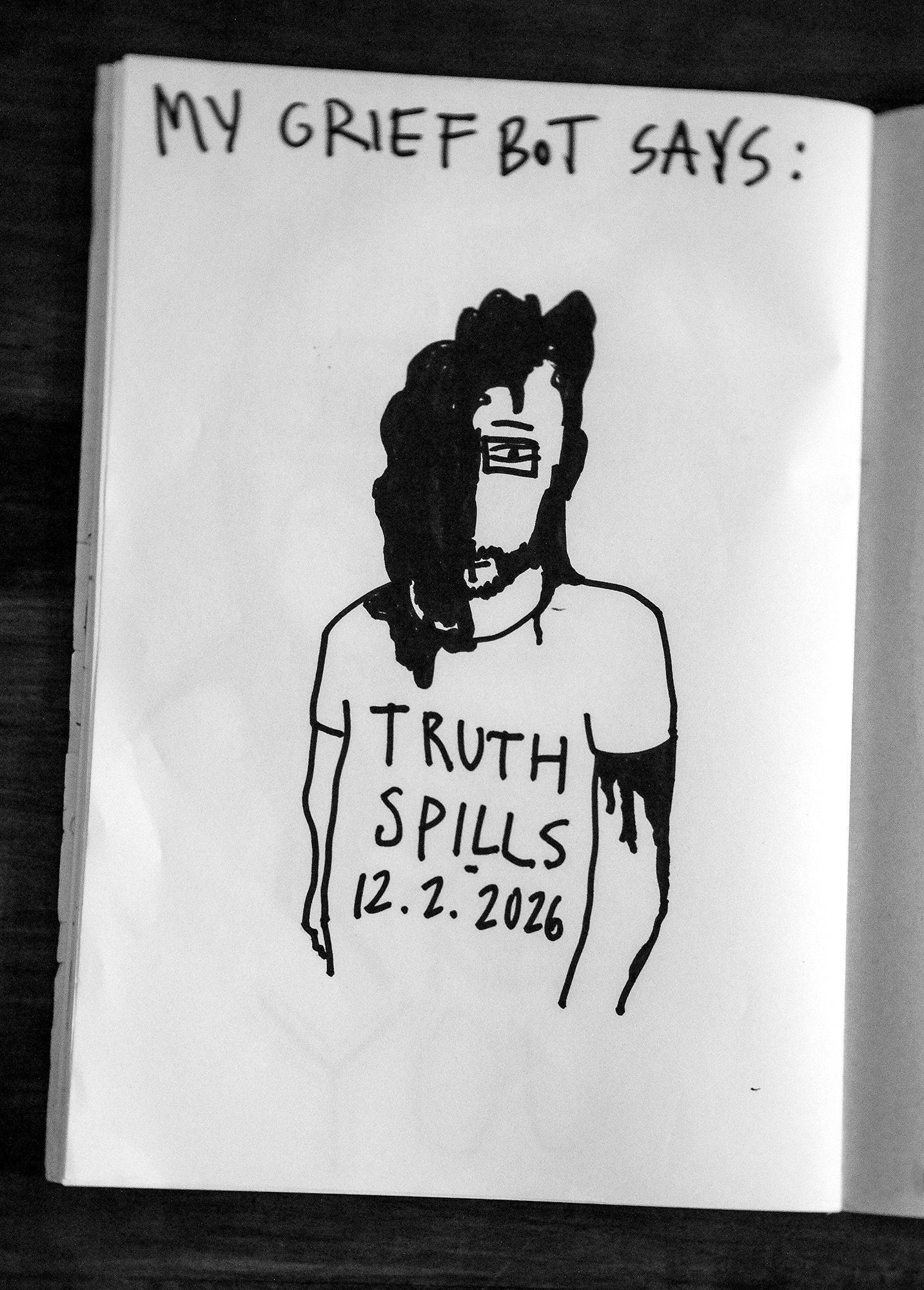 Drawing with black Sharpie marker on paper