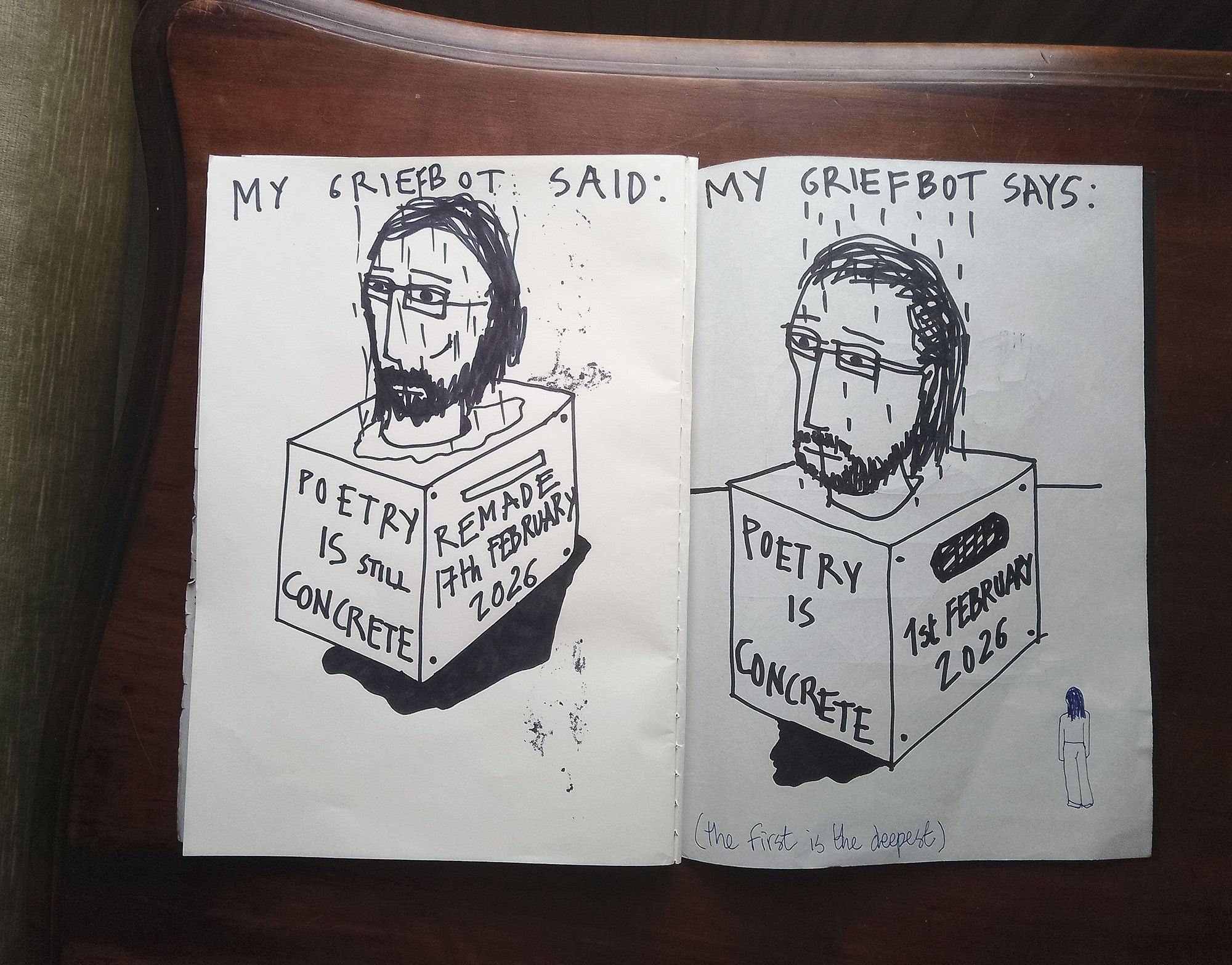 Remade drawing of my Day 1 submission for 30/30. Sharpie on paper