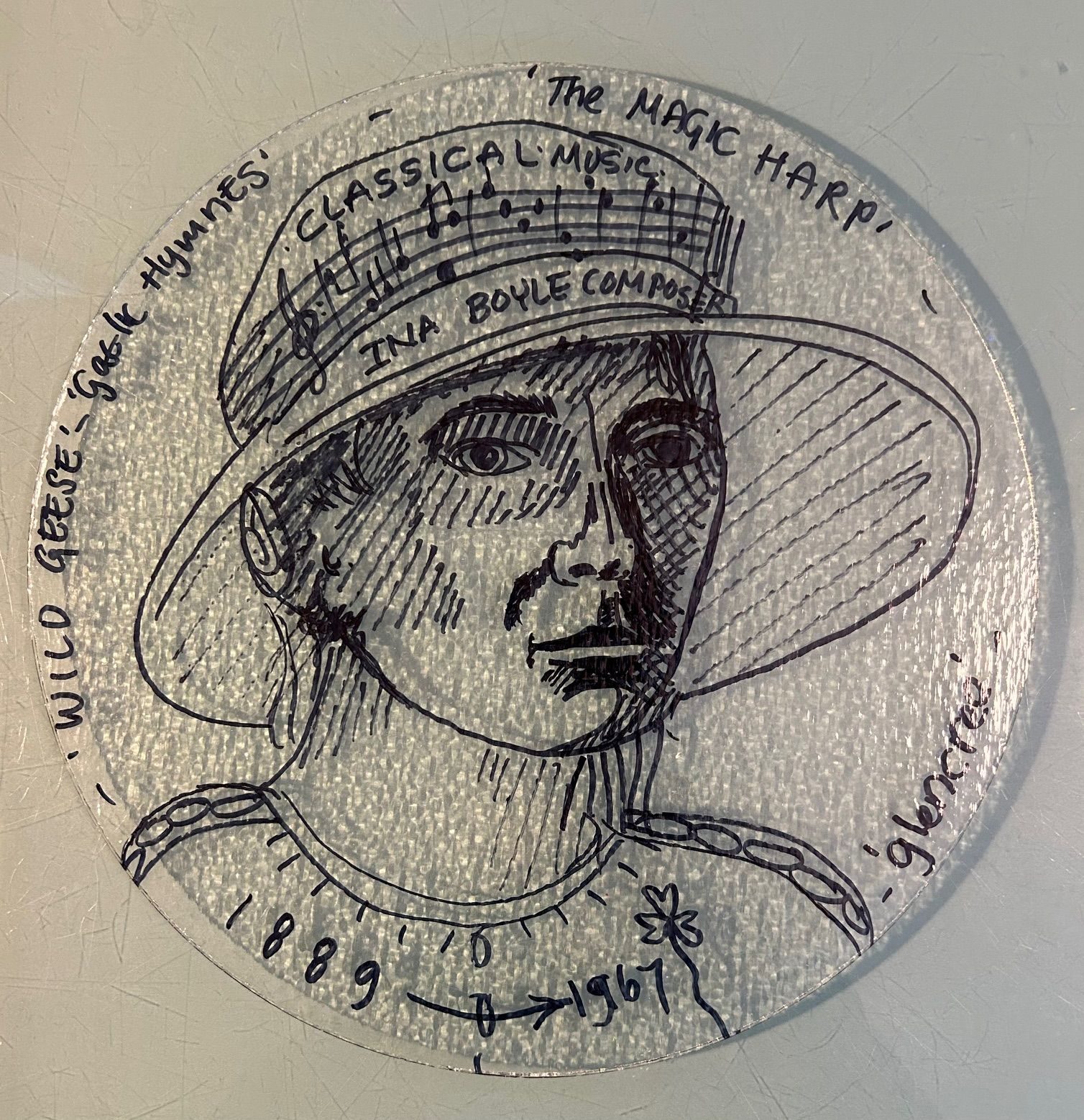 10 minute sketch on glass of Ina Boyle - A Classical Music Composer who was 'lost in history' & rediscovered by new #InaBoyleSociety