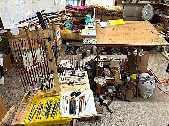 A photo of the stuff I've accumulated that at some future date will be used to make art; all items have potential