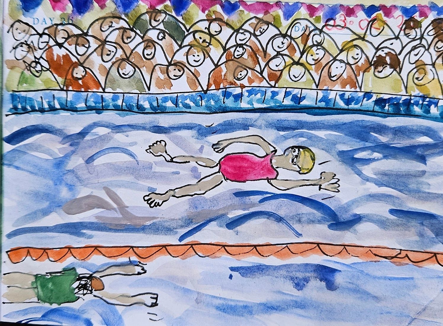 Watercolour of swimmer