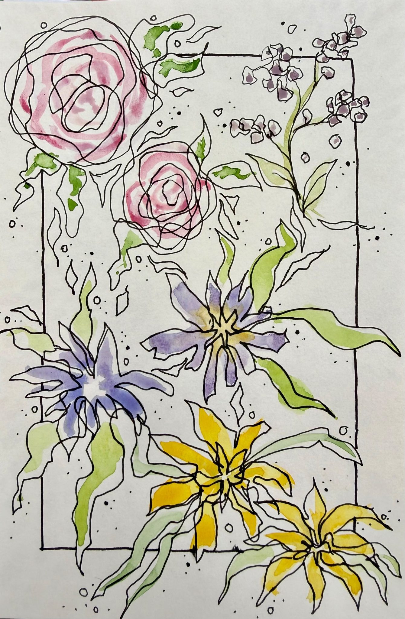 Watercolour and ink line