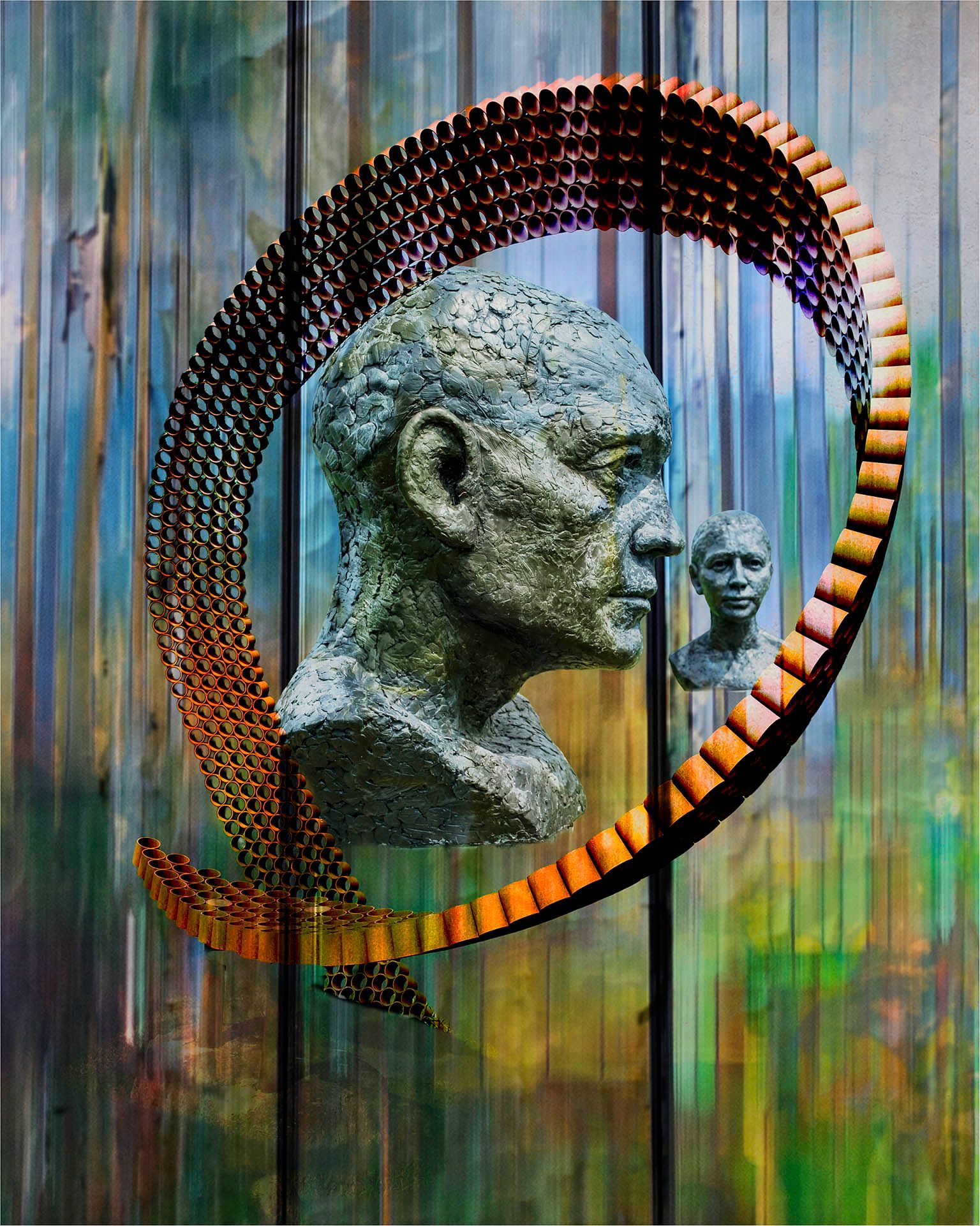 A composite image of 3 photographs, blended in Photoshop with added textures