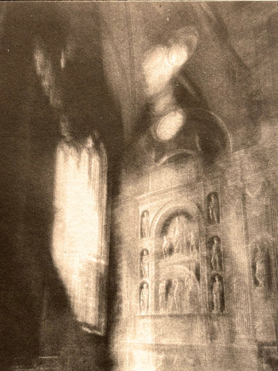 an etching of an interior of a church in venice