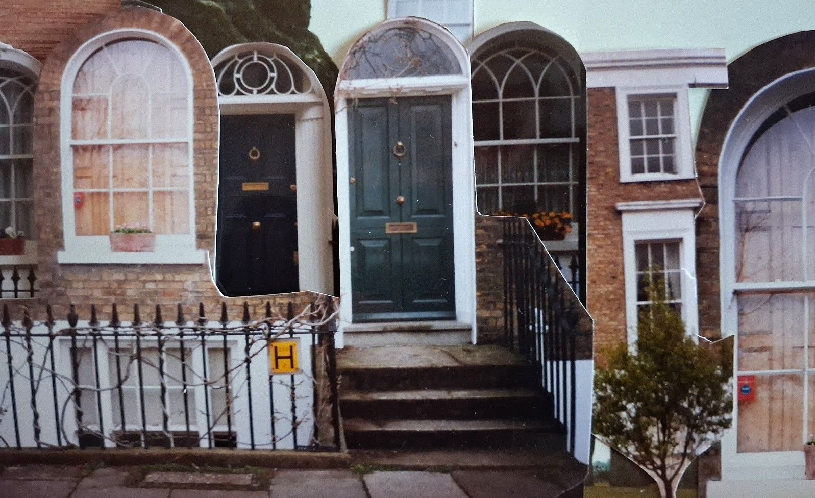 Colour photomontage of doors and windows - close up