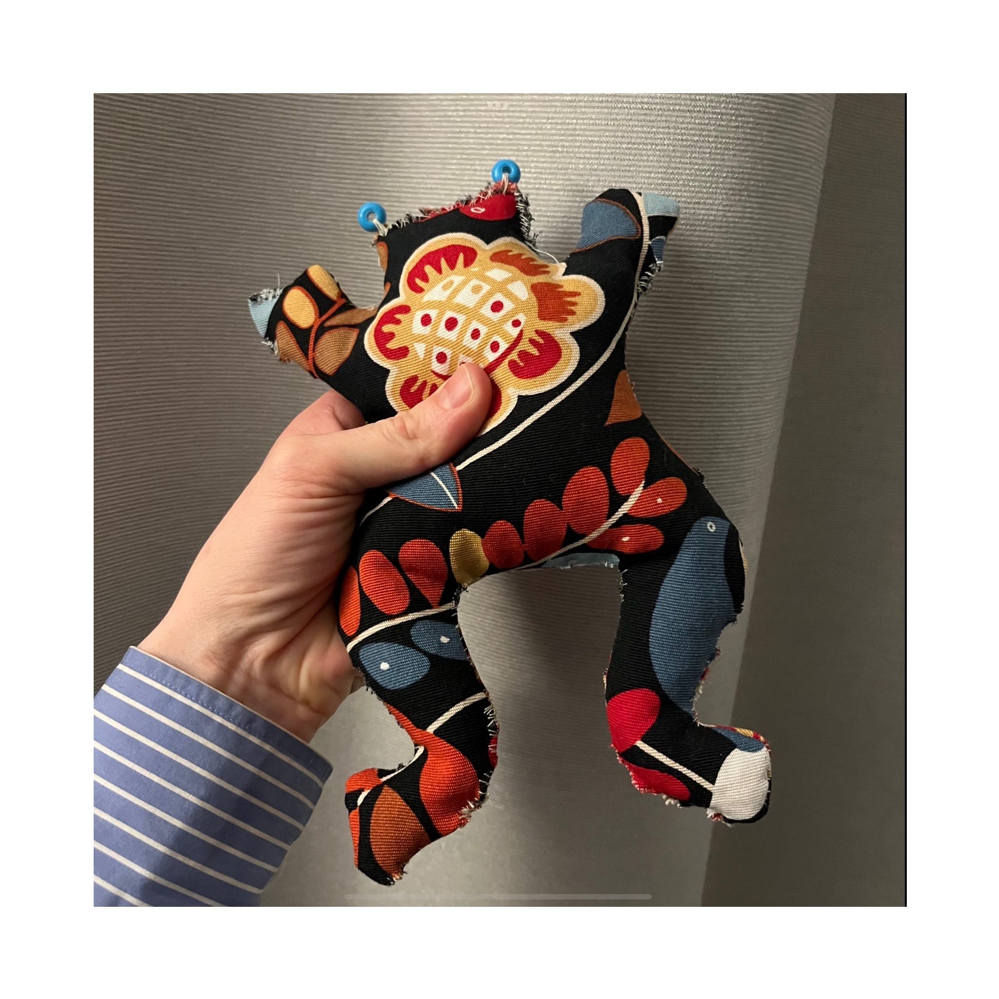 Cloth toy frog stuffed with split peas