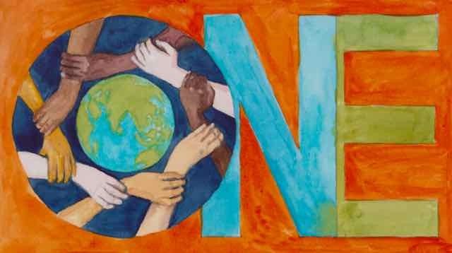 Orange flag with the word 