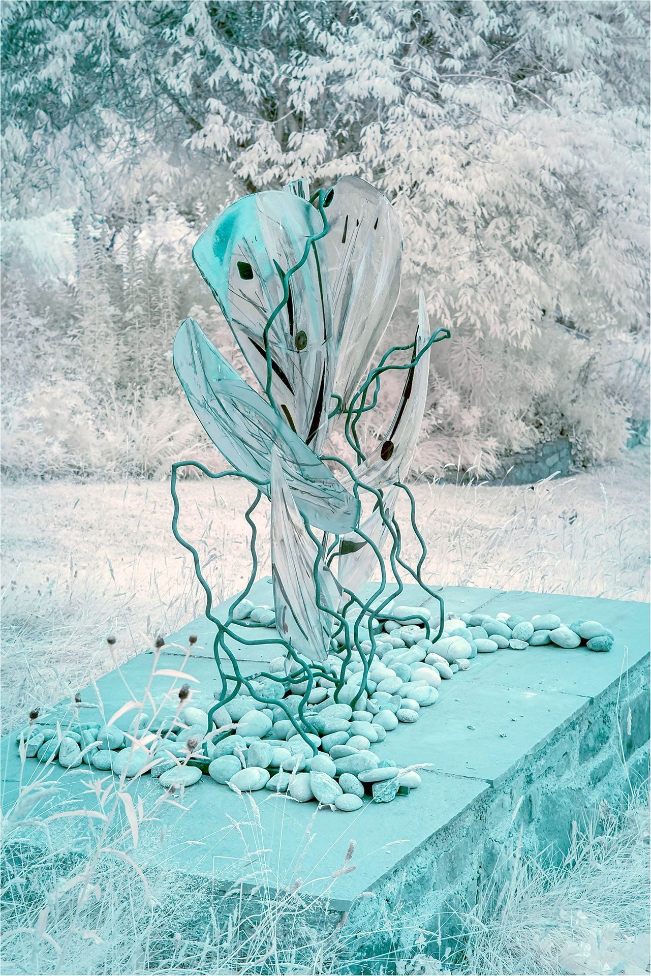 An infrared photograph reprocessed with textures added